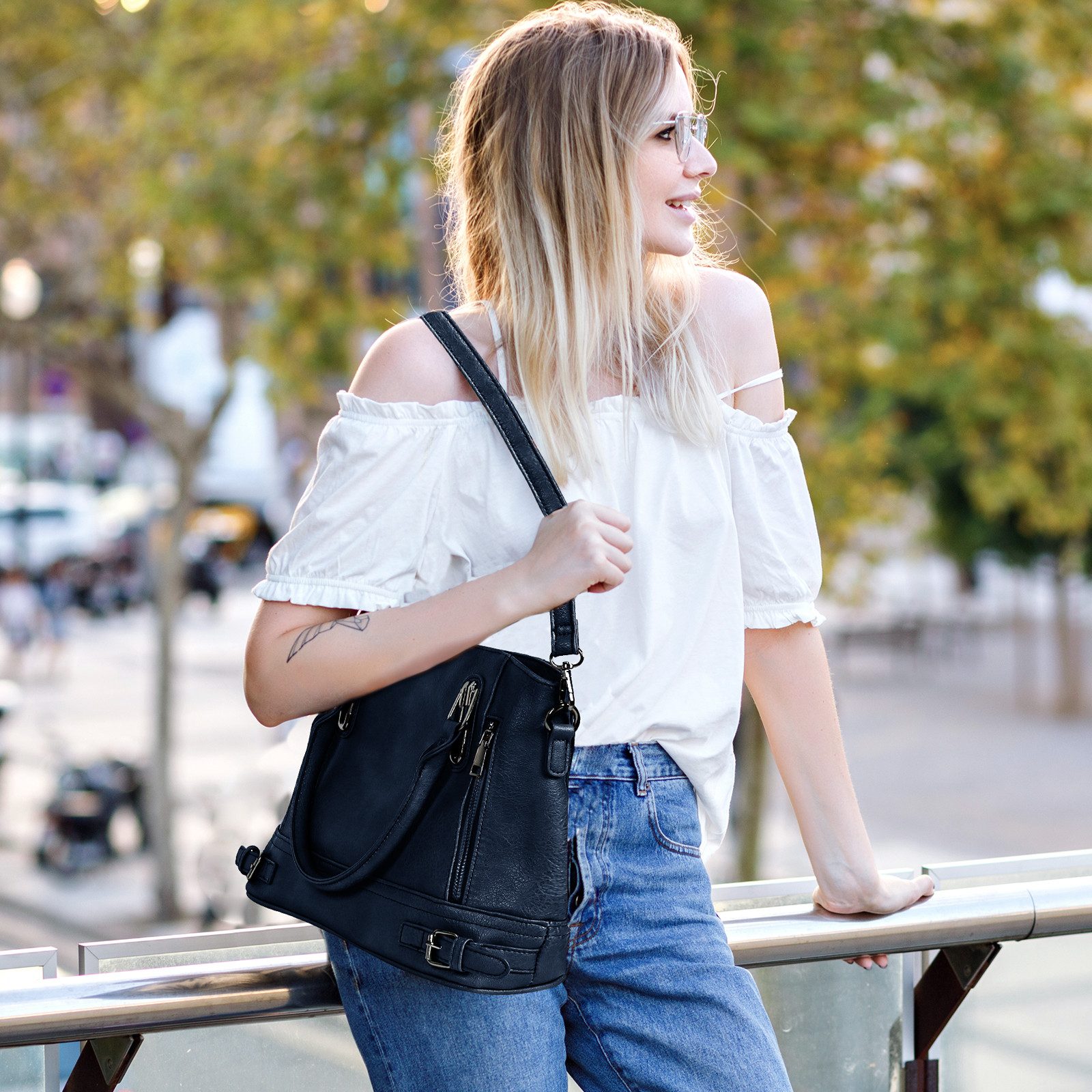 TAN.TOMI Henkeltasche Handtasche Leder Henkeltasche Top Griff Tasche, Vintage Weiches Umhängetasche Schultertasche für Frauen