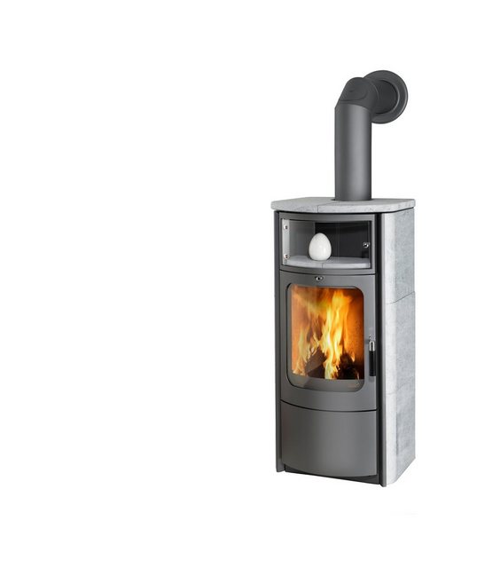 Kaminofen Opera-B, Naturstein, 7 kW, Dauerbrand, Teefach mit Glastür