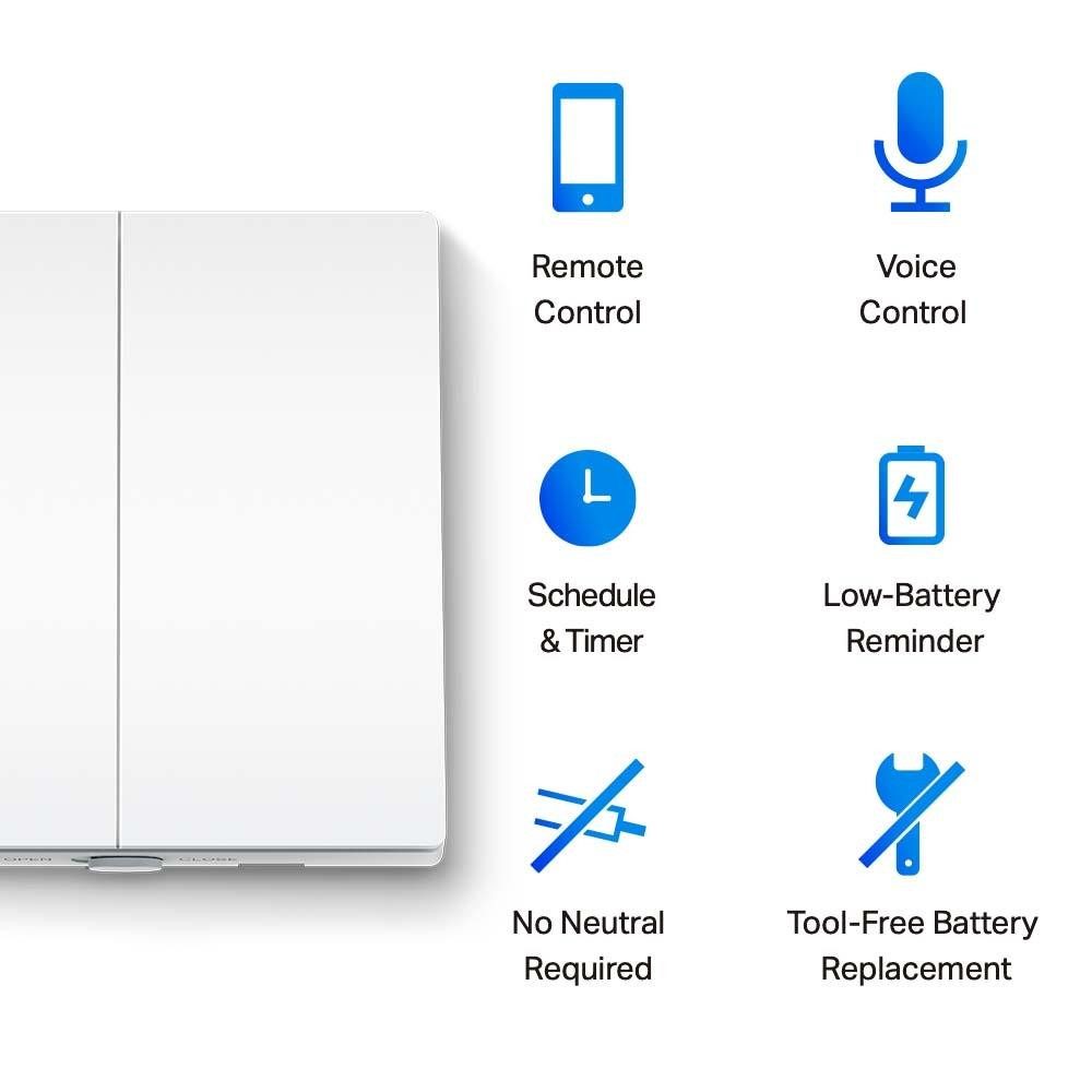 tp-link Tapo S220 Netzwerk-Switch (Smart Light Switch, 2-Gang 1-Way, benötigt Tapo H100 oder H200 Hub)