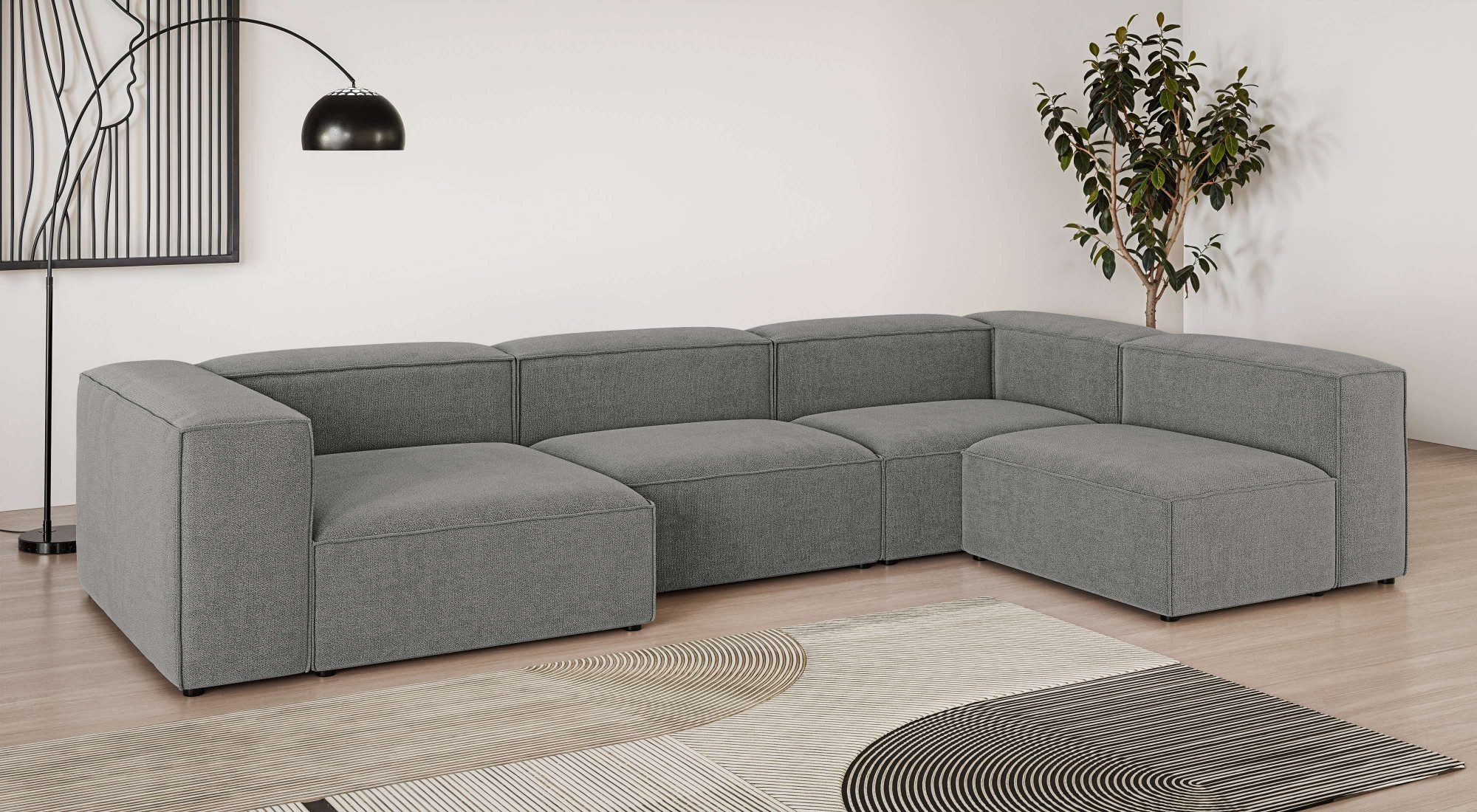 Wohnlandschaft HAILY U-Form mit Ottomane links/rechts, Maße B/T/H: 360/200/72 cm