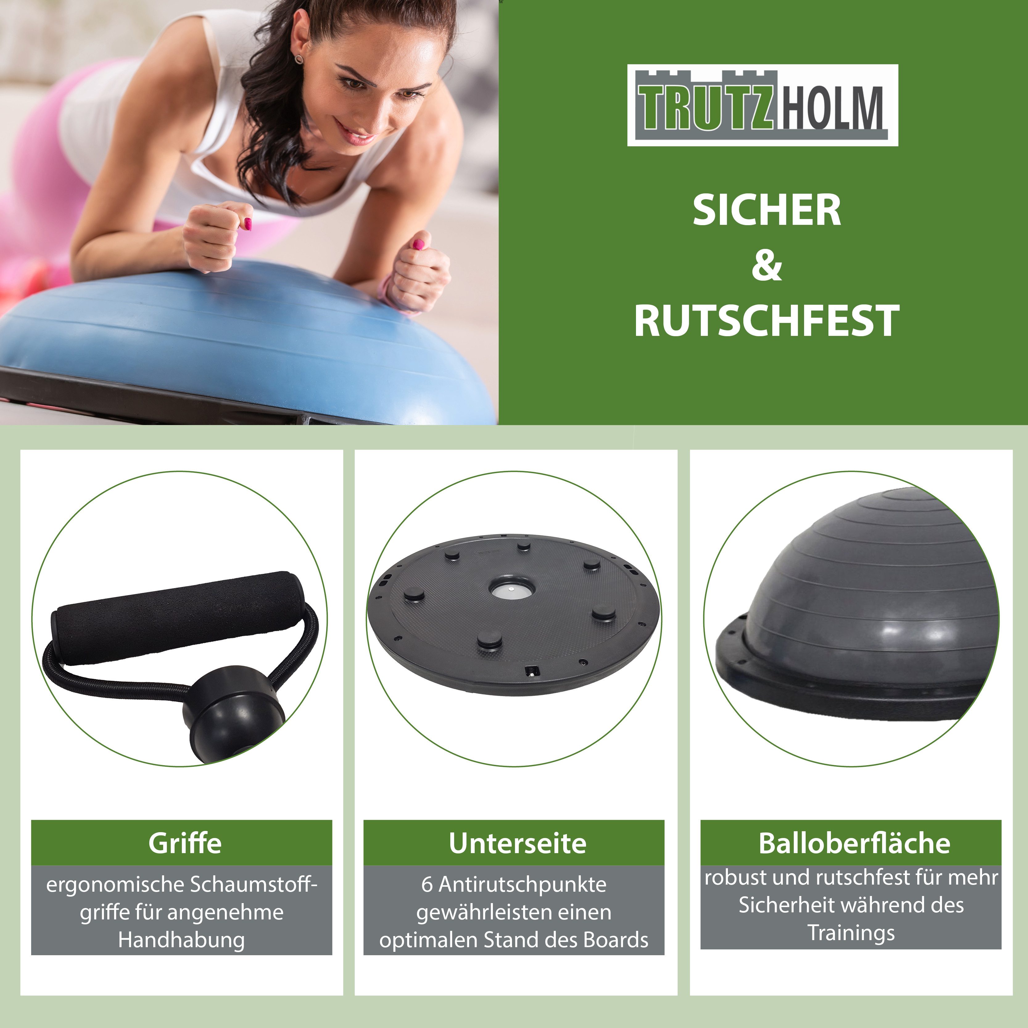 TRUTZHOLM Balanceboard Balancetrainer Yoga Gymnastik Balance Half Ball ø 60cm Balance Board