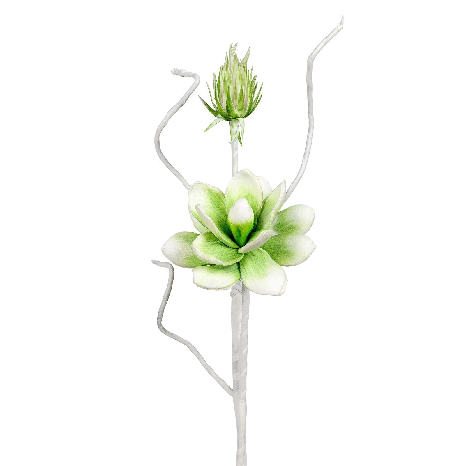 Kunstblume Blütenzweig weiß-grün