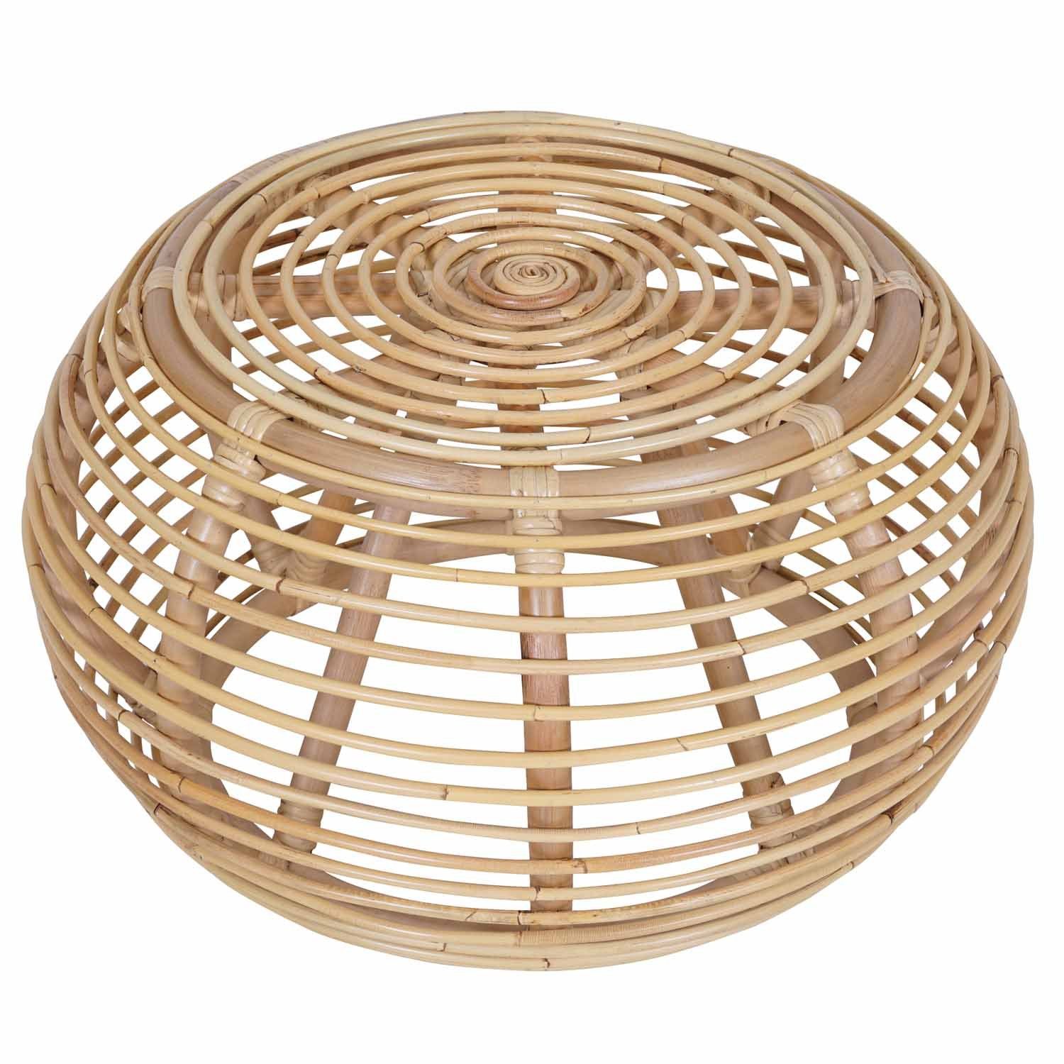 Casa Moro Beistelltisch Rattan Couchtisch Banu rund gerippte Form Boho