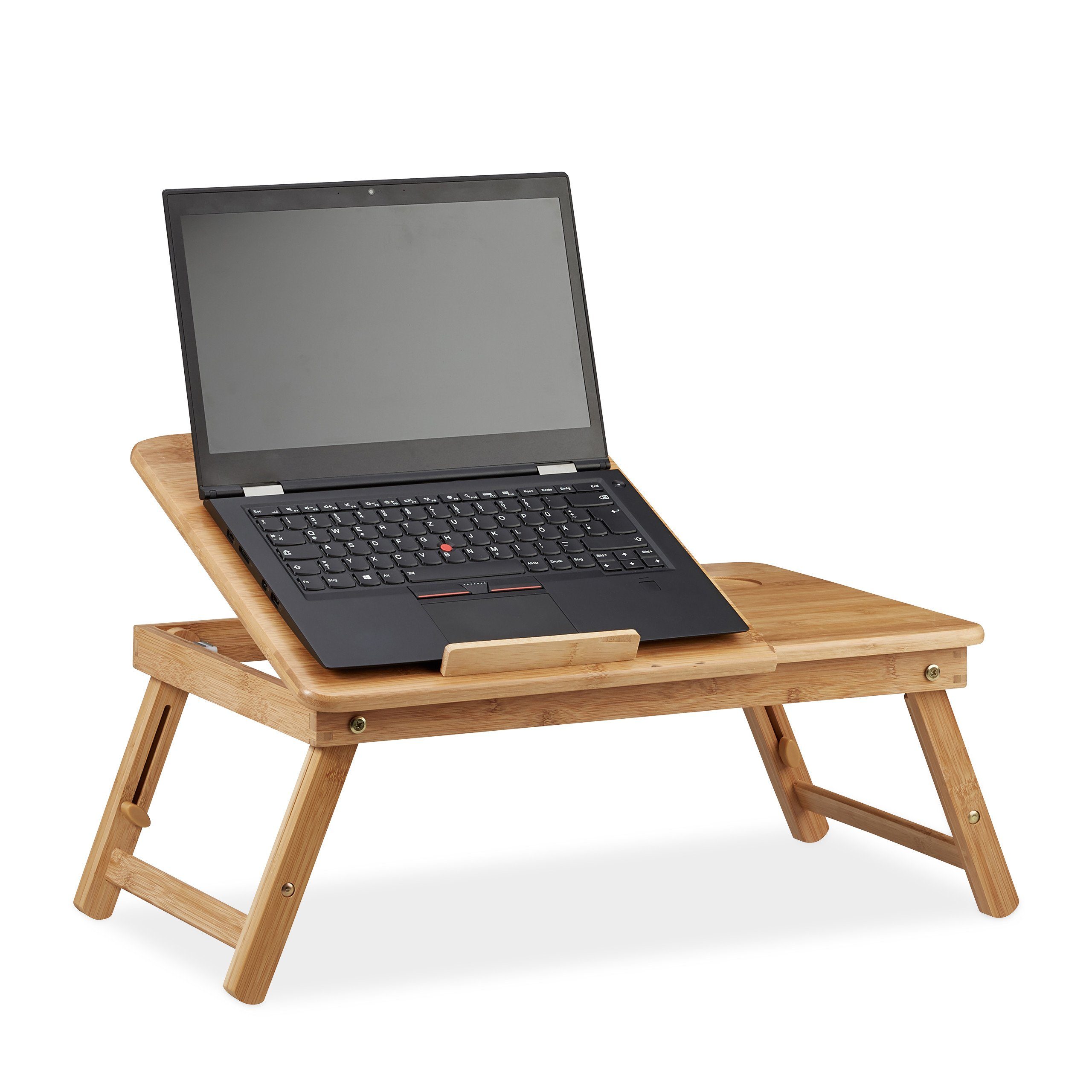 relaxdays Laptop Tablett Höhenverstellbarer Laptoptisch Bambus, günstig online kaufen