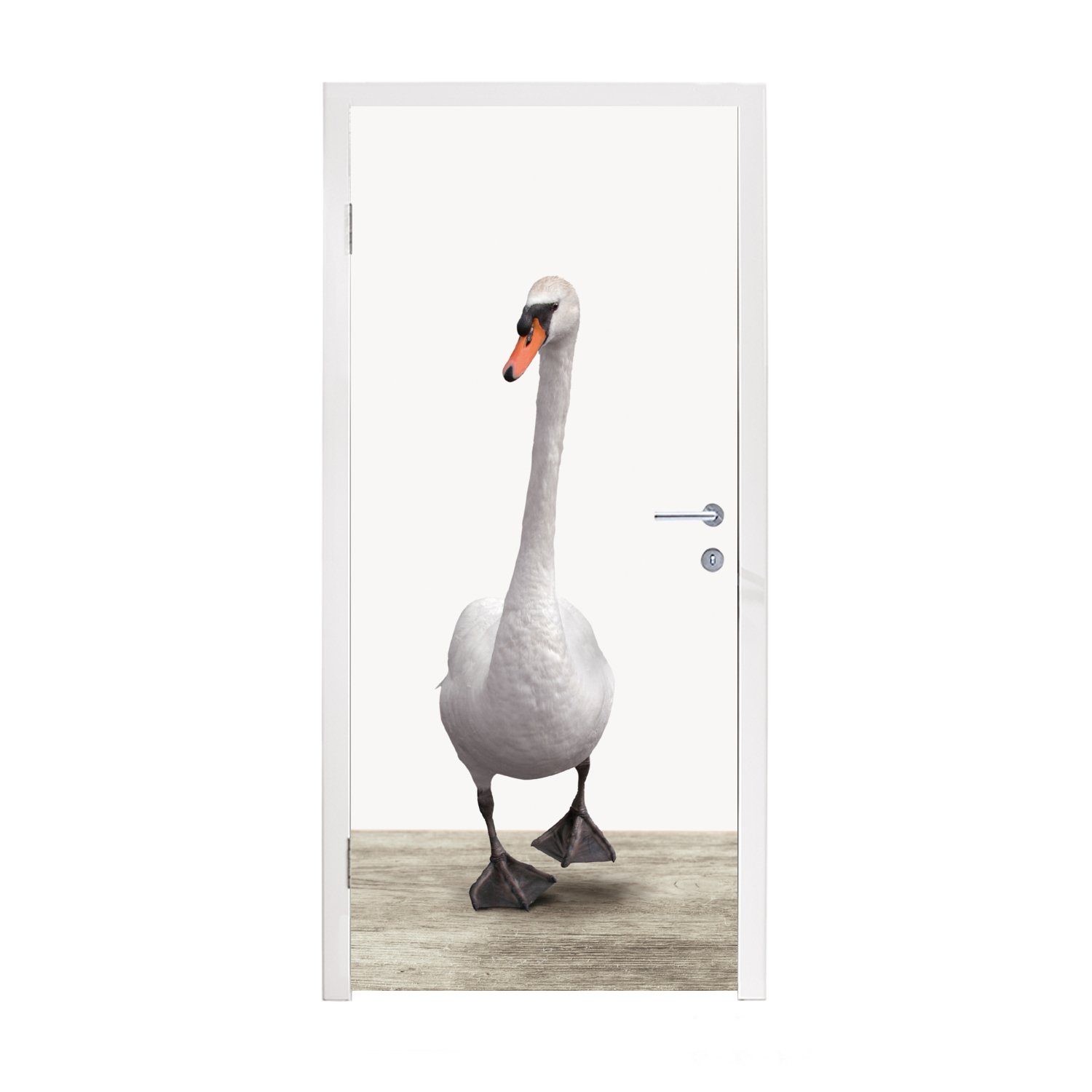 MuchoWow Türtapete Schwan - Tiere - Vogel - Jungen - Mädchen - Kinder, Matt, bedruckt, (1 St), Fototapete für Tür, Türaufkleber, 75x205 cm