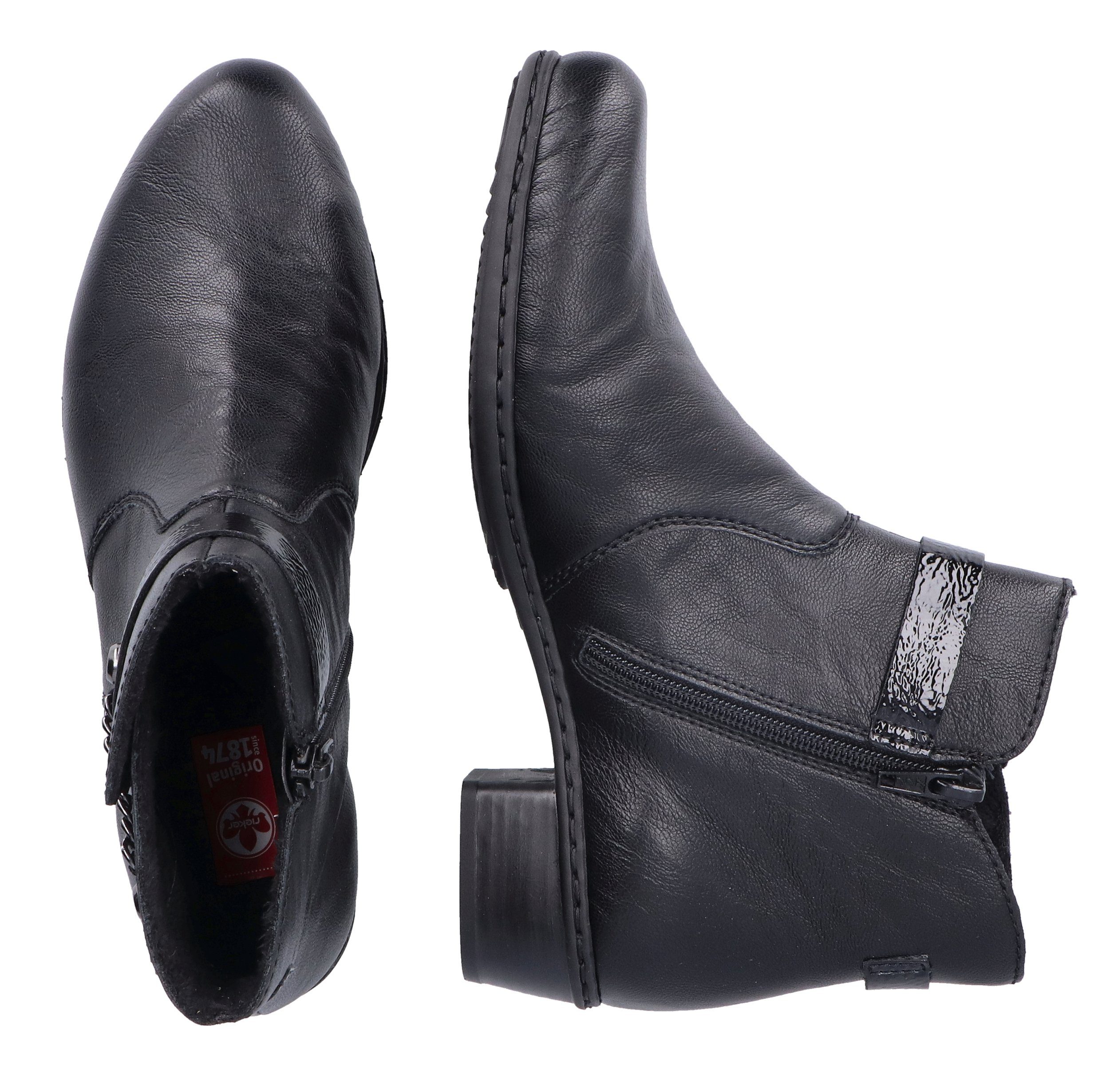 Stiefelette Zierkette schmale Rieker kleiner Form Schaft, am mit