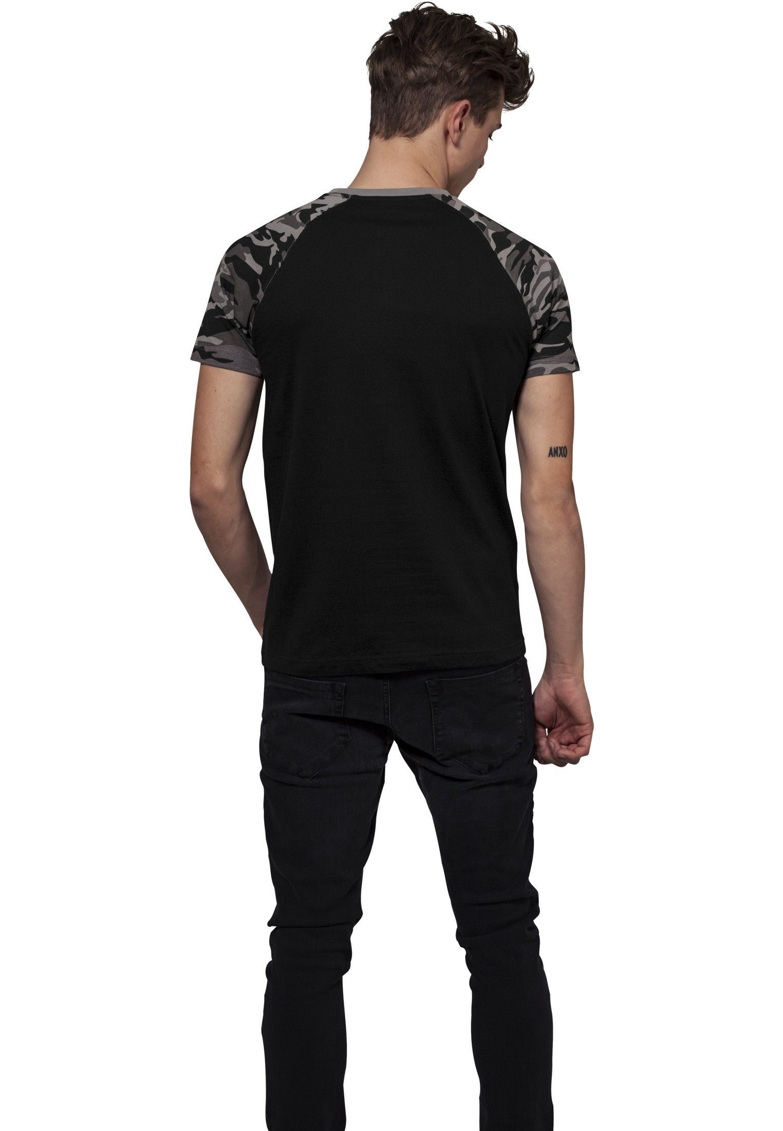 Herren Raglan T-Shirt URBAN (1-tlg) black/darkcamo Tee Contrast CLASSICS