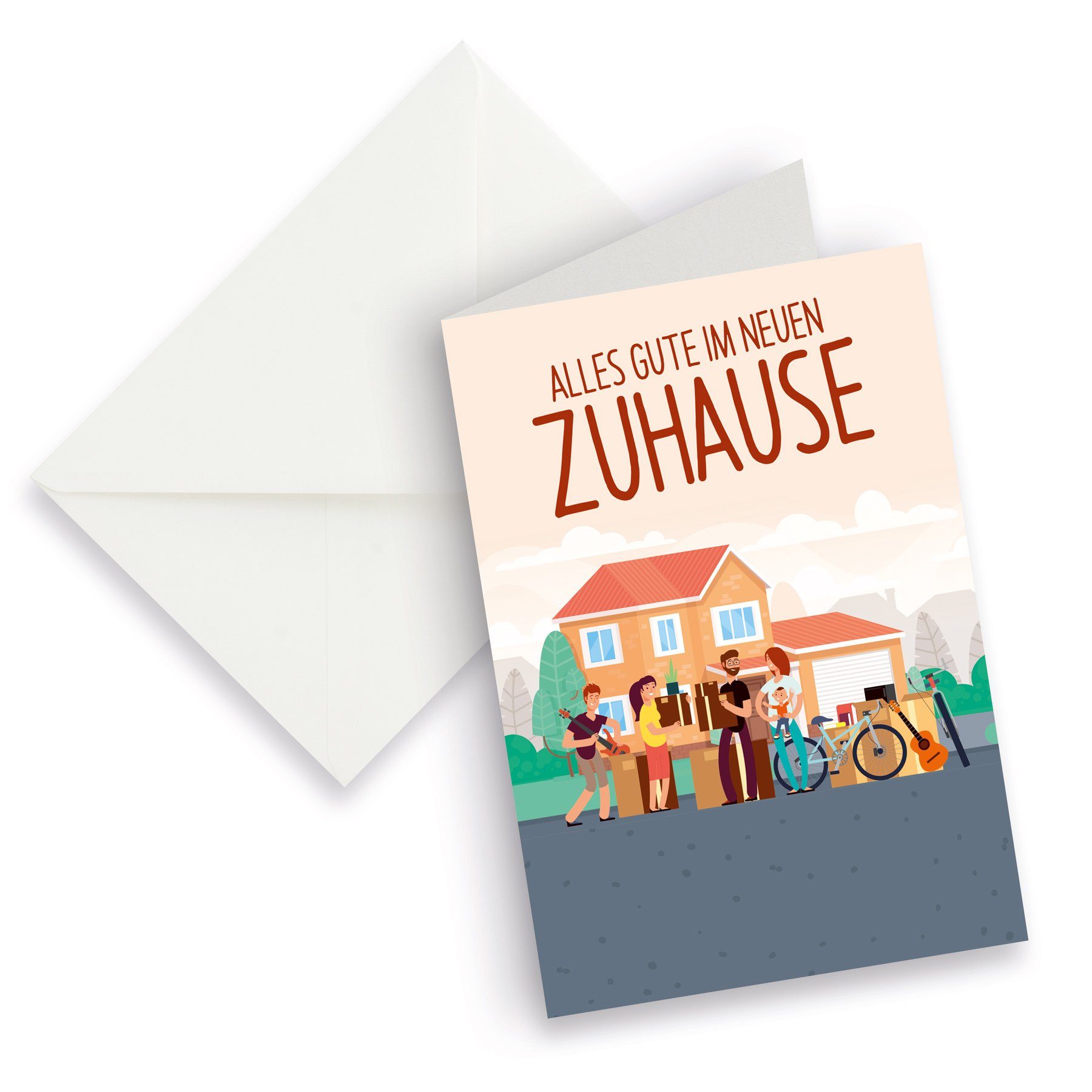 itenga Grußkarten itenga XXL Klappkarte DIN A4 Alles Gute im neuen Zuhause und XXL Brief