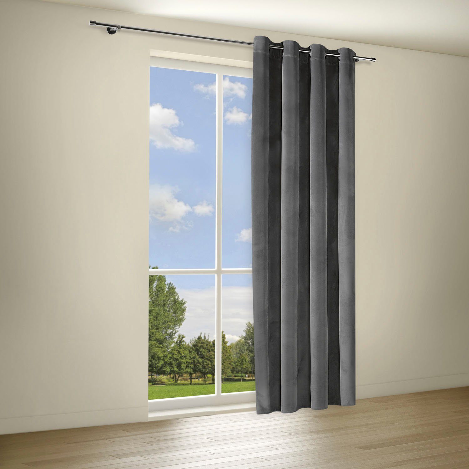 Gerster Gardine "Fenja" Ösen 1 Stk. tlg. Ösenschal aus Samtstoff günstig online kaufen