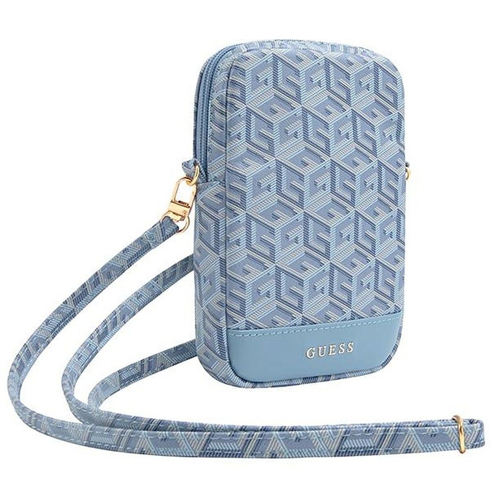Guess Handytasche Umhängetasche Smartphonetasche Schultertasche (Spar-Set, 1-tlg., 19 x 12 x 4 cm elegant), GCube-Muster, verstellbarer Riemen, Reißverschluss