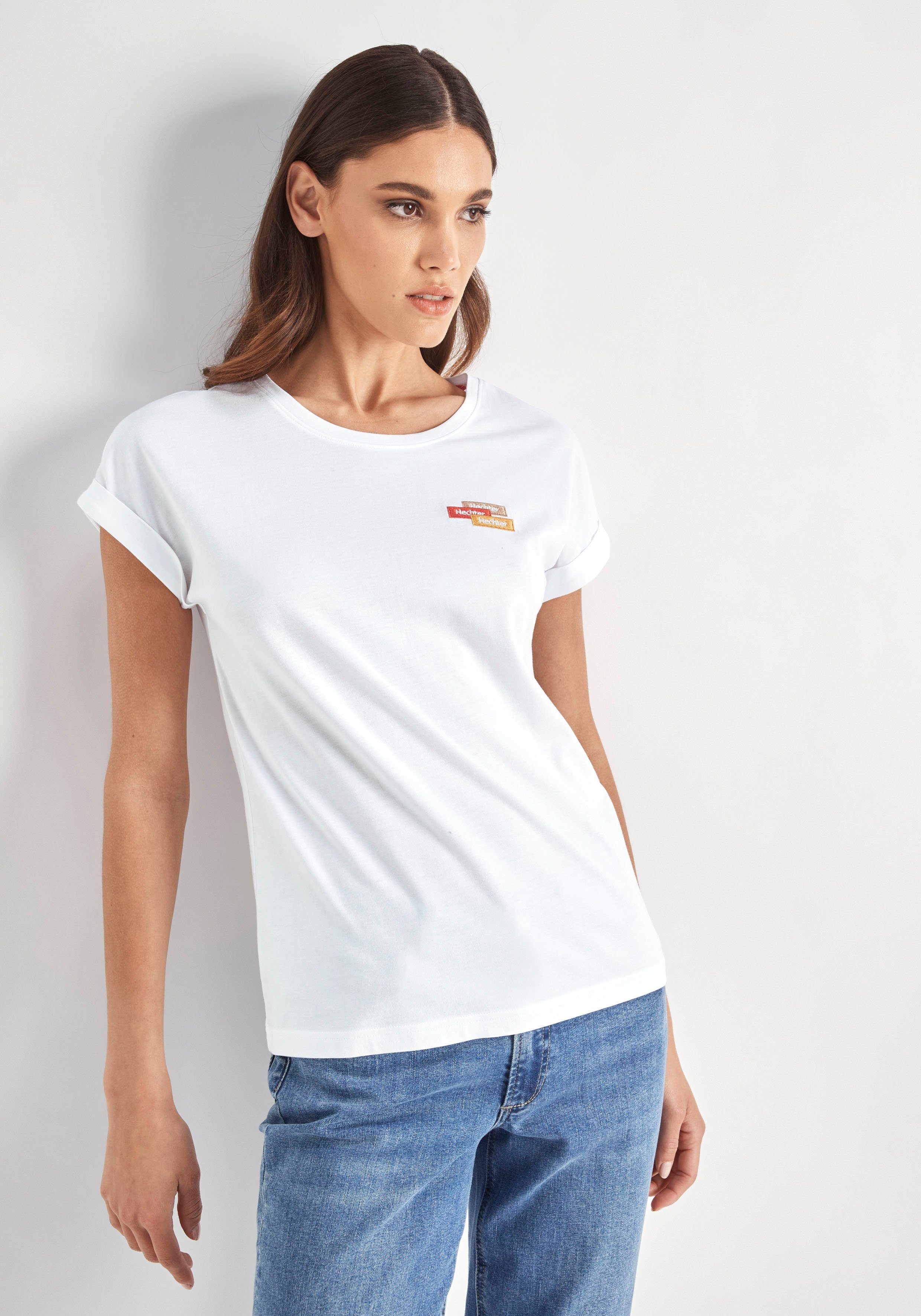 HECHTER PARIS T-Shirt mit Brust der Logostickerei dezenter auf