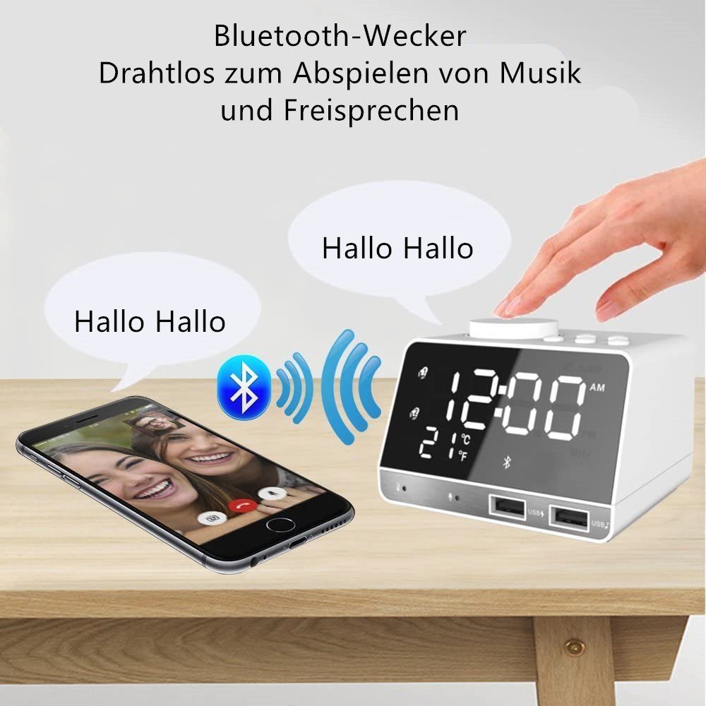 Housruse Radiowecker Bluetooth 4.2 Digitalwecker Tischwecker Lautsprecher  Portable-Lautsprecher