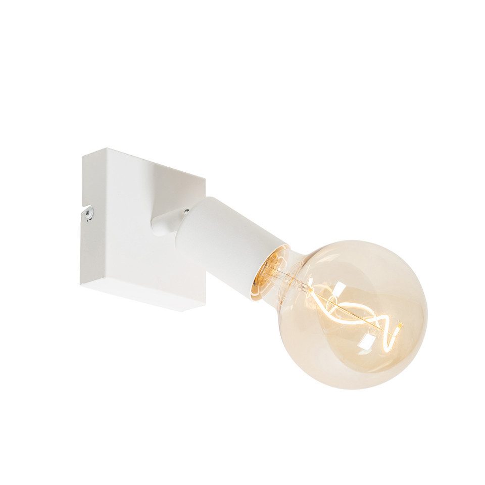 Qazqa LED Aufbaustrahler Facil, ohne Leuchtmittel, Warmweiß, QAZQA Aufbau­spot, e27, Weiß, Stahl, Modern