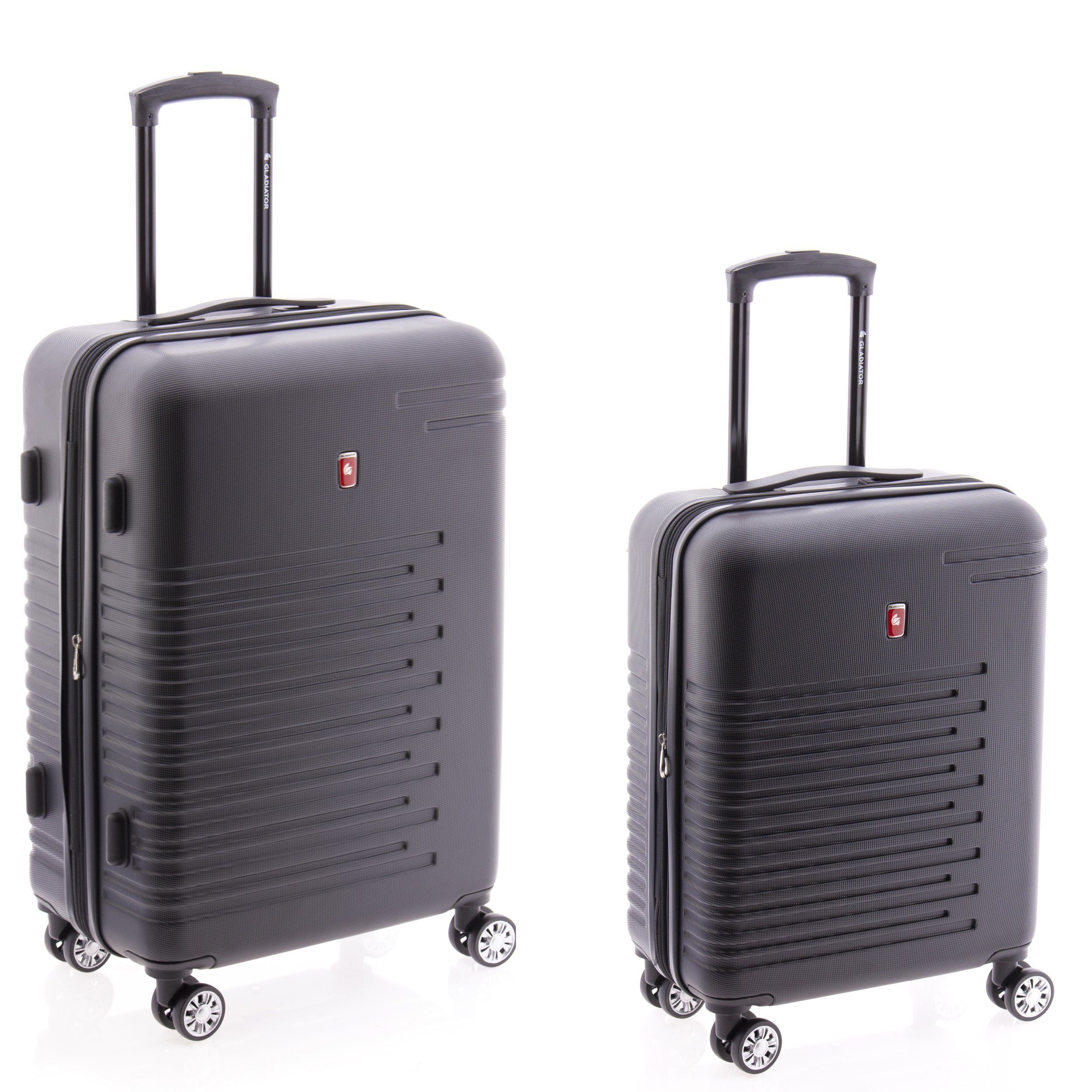 GLADIATOR Trolleyset - Koffer-Set 2-tlg. 67+55 cm, 4 Rollen, Dehnfalte, TSA, div. Farben schwarz