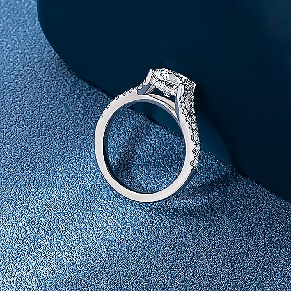 Jumpeak Diamantring Verlobungsring Damen,runder Diamant,Ring mit Stein,Schmuck Hochzeit, 2.1 CT Labordiamant,Farbe E,VS1,14K Gold,Frauen Geschenk,Brautset