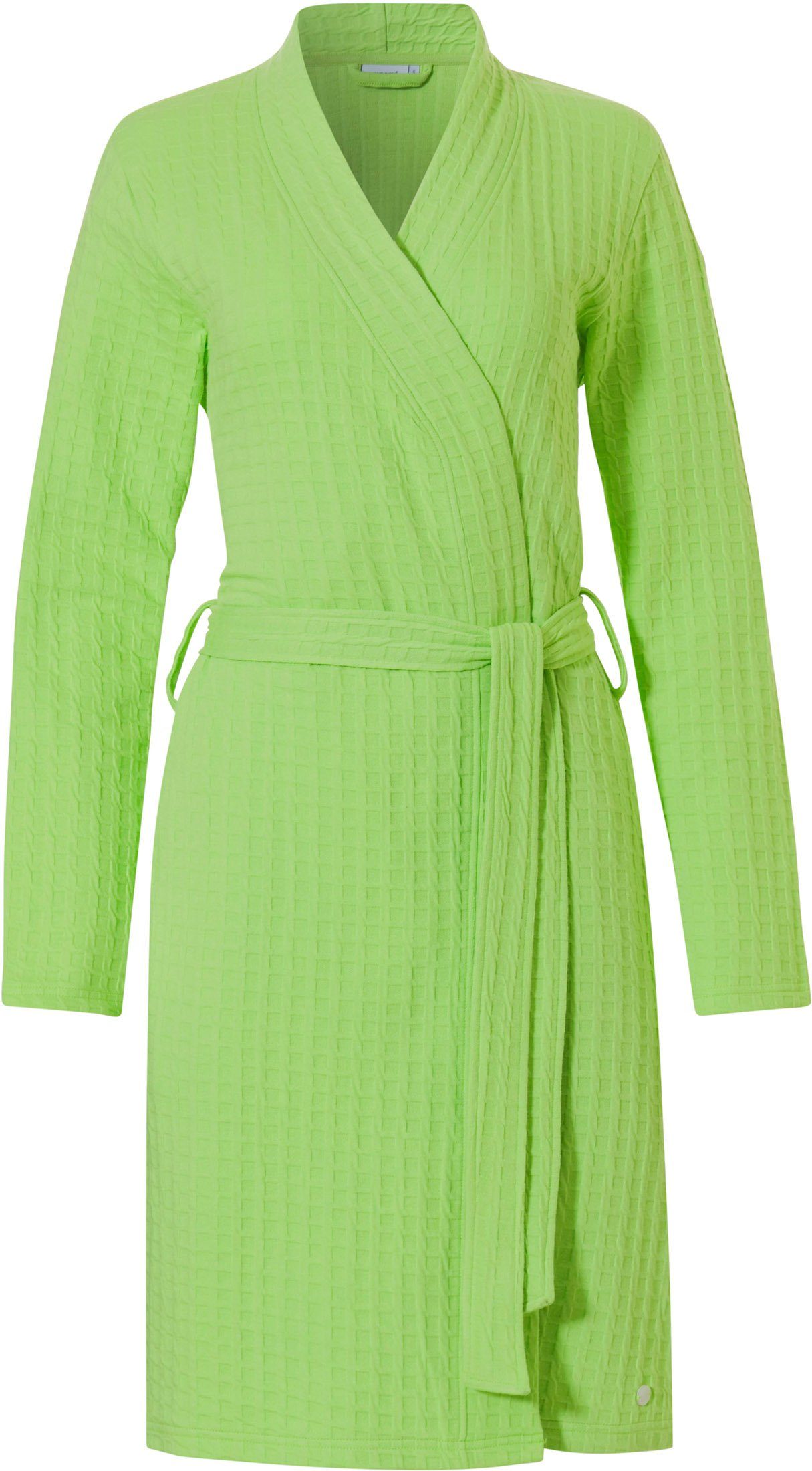 green Kimono Damen Morgenmantel Baumwollmischung, Modisches kurz, Design Form, Kimono-Kragen, Gürtel, Pastunette Morgenmantel