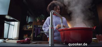 QUOOKER Küchenarmatur QUOOKER FUSION SQUARE COMBI B Kupfer Rose' PVD 100°C Armatur (22FSRCO) (2-St) Spültischmischer mit 100°C Kochendwasserfunktion