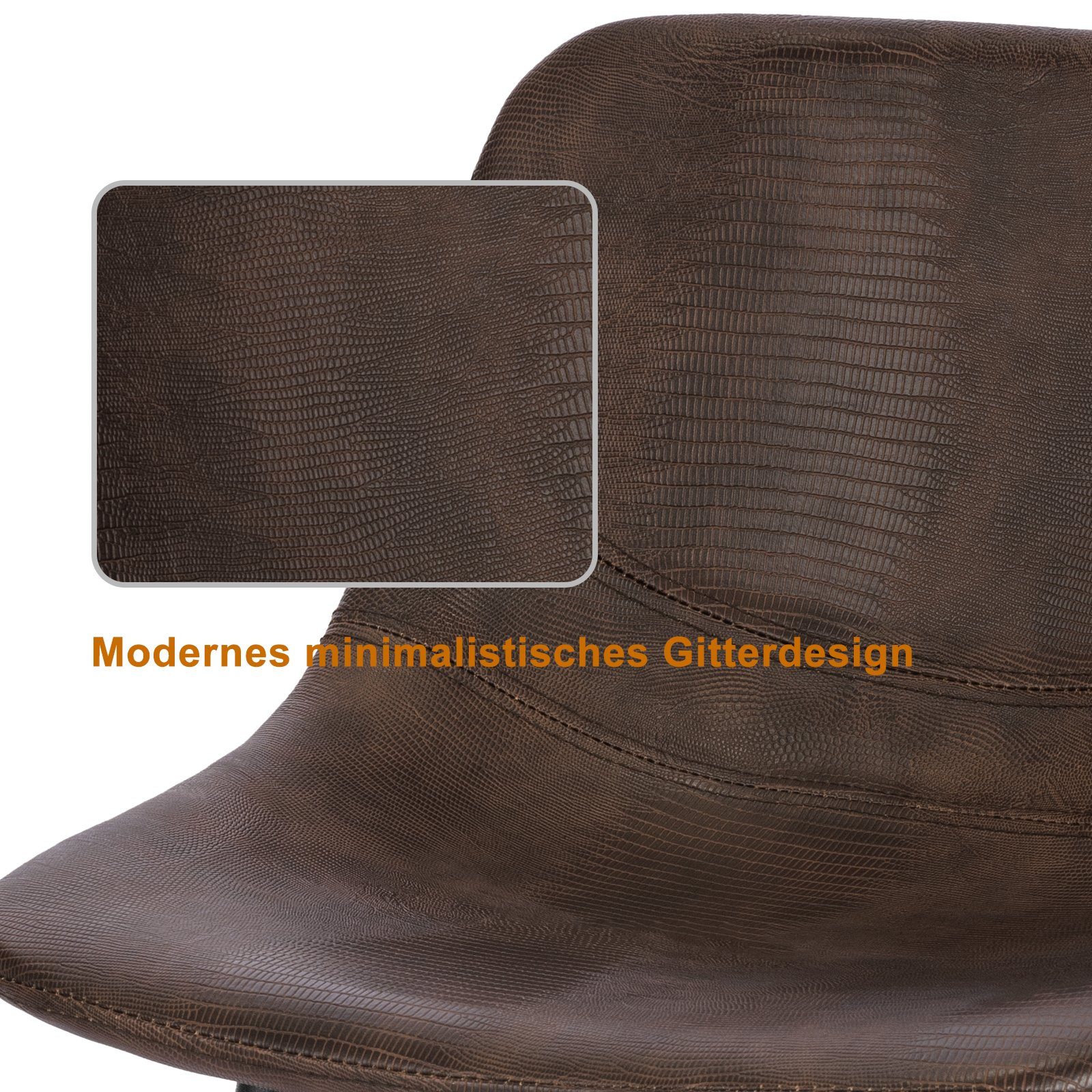 Braun mit mit (4 cm | Vintage-Hocker Sitzhöhe 63 Woltu Barhocker Rückenlehne, St), Braun