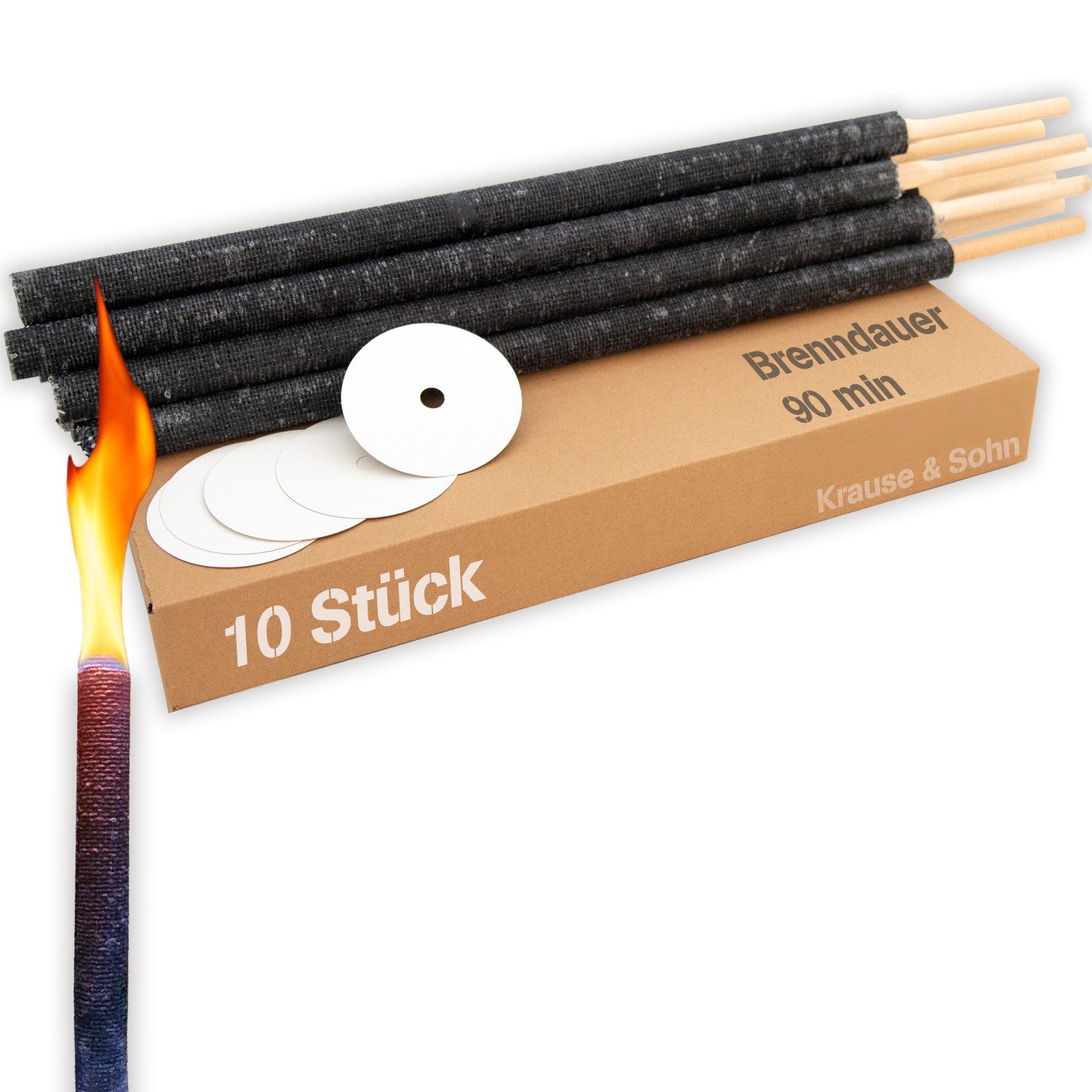 Krause & Sohn Gartenfackel 10 Wachsfackeln 90 Minuten mit Tropfschutz Facke günstig online kaufen