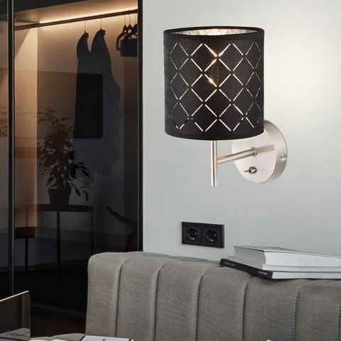 etc-shop Wandleuchte, Leuchtmittel nicht inklusive, Textil Wand Strahler Lampe Arbeits Wohn Zimmer Beleuchtung Schalter