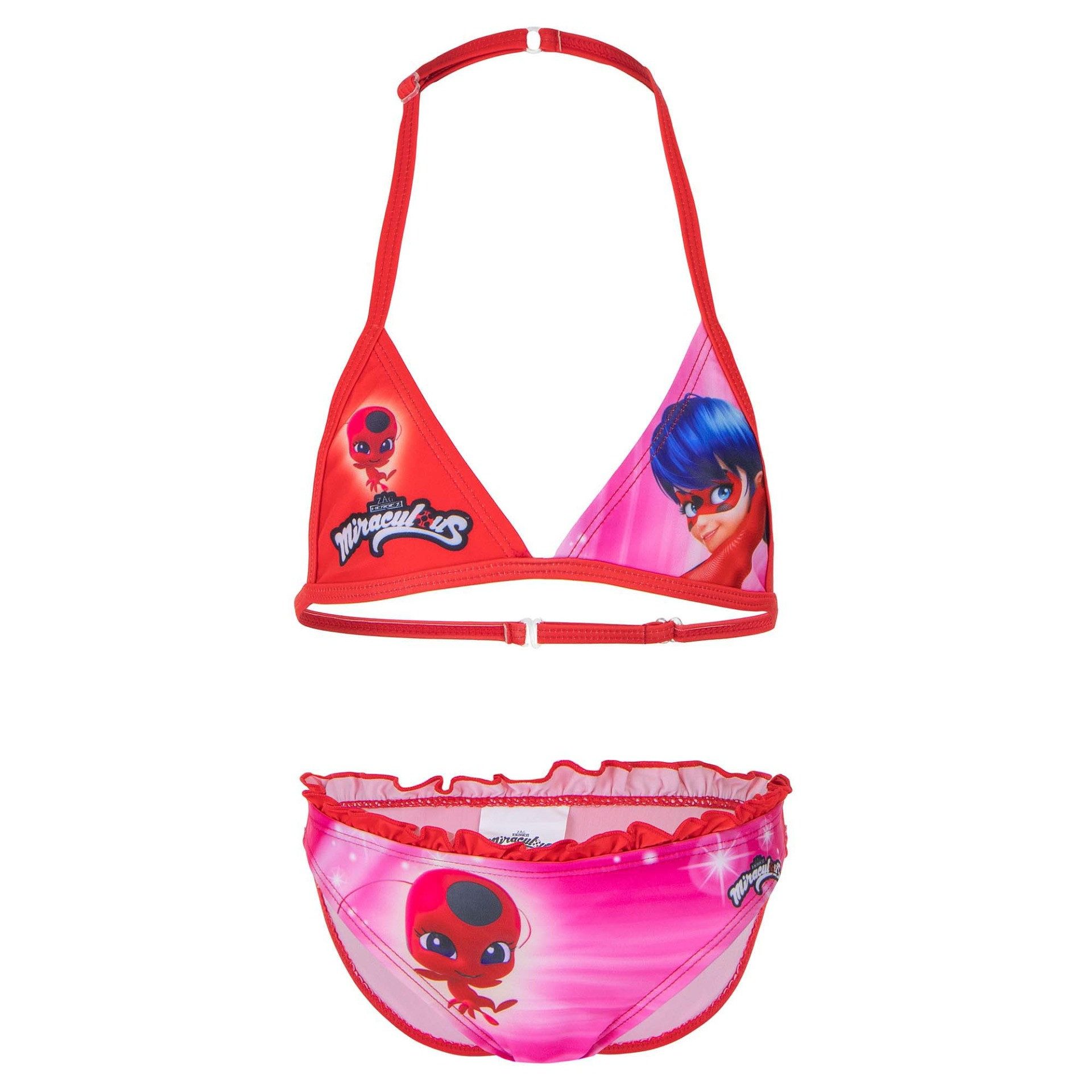 Lady Bug Triangel-Bikini-Top Miraculous Kinder Bikini Badeanzug Mädchen 6-14 Jahre