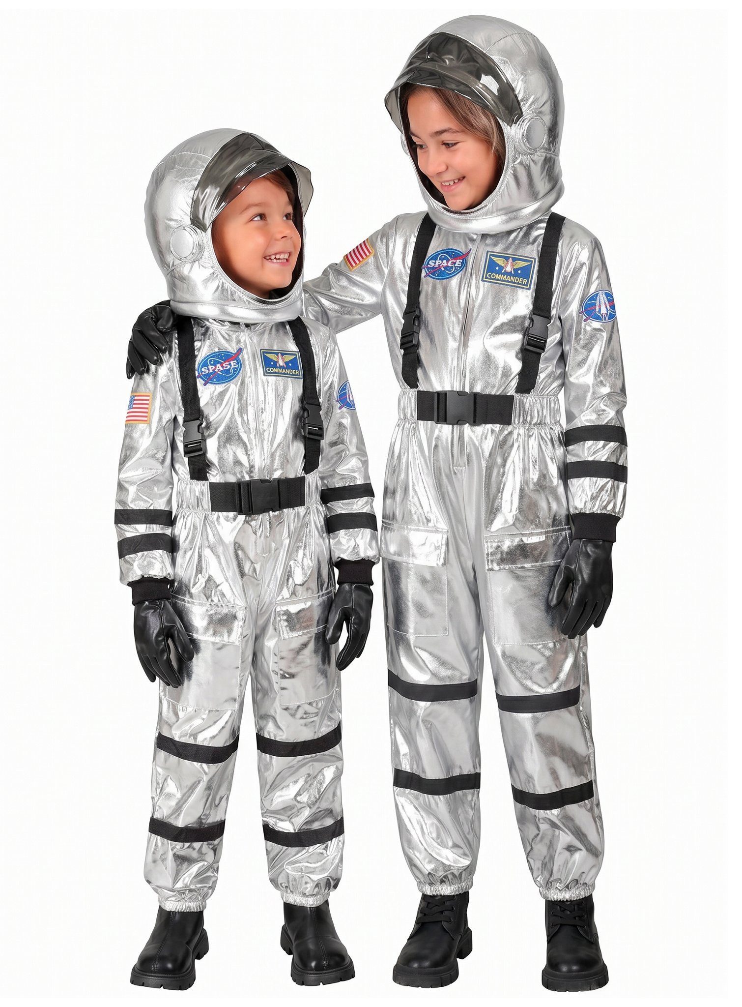 Widdmann Kostüm Astronautenanzug für Kinder silber, Cooler Raumanzug für Außeneinsätze im All