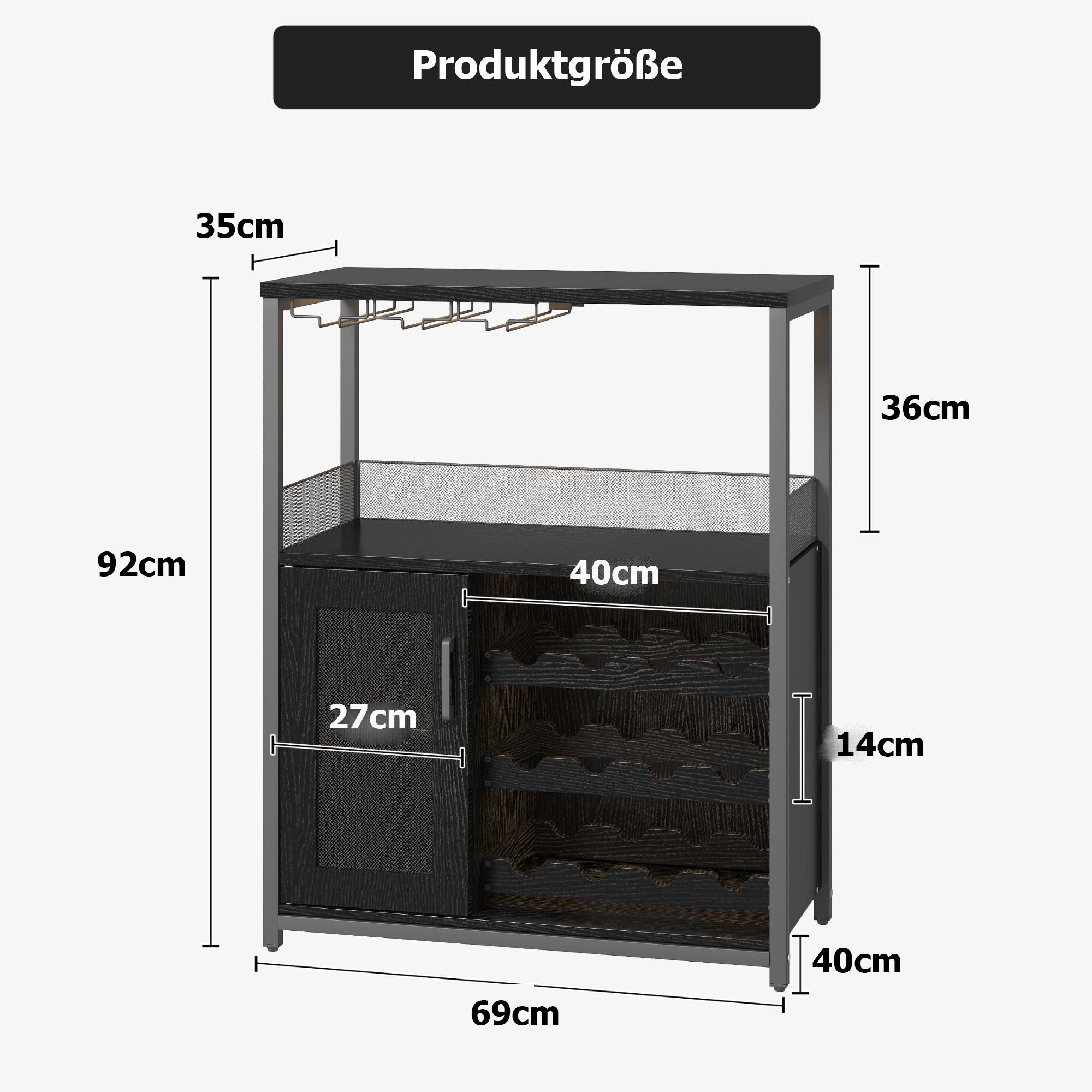 GarveeMore Weinschrank Weinregal Weinständer Barschrank mit Glashalter 69x35x92cm