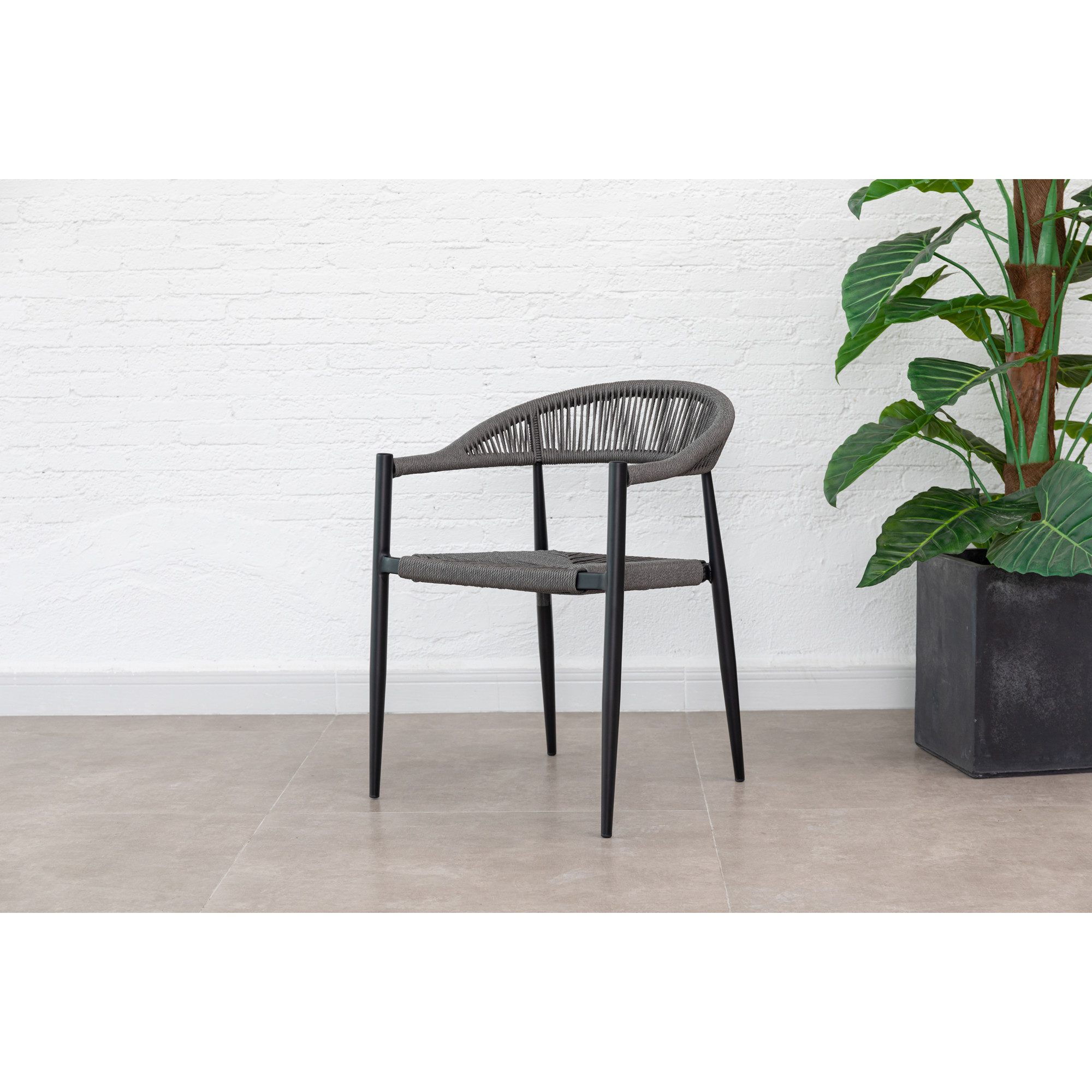 MANDALIKA Garden Gartensessel 4er Set Aluminium / Polyrope Cord Dining Stapelsessel Luis