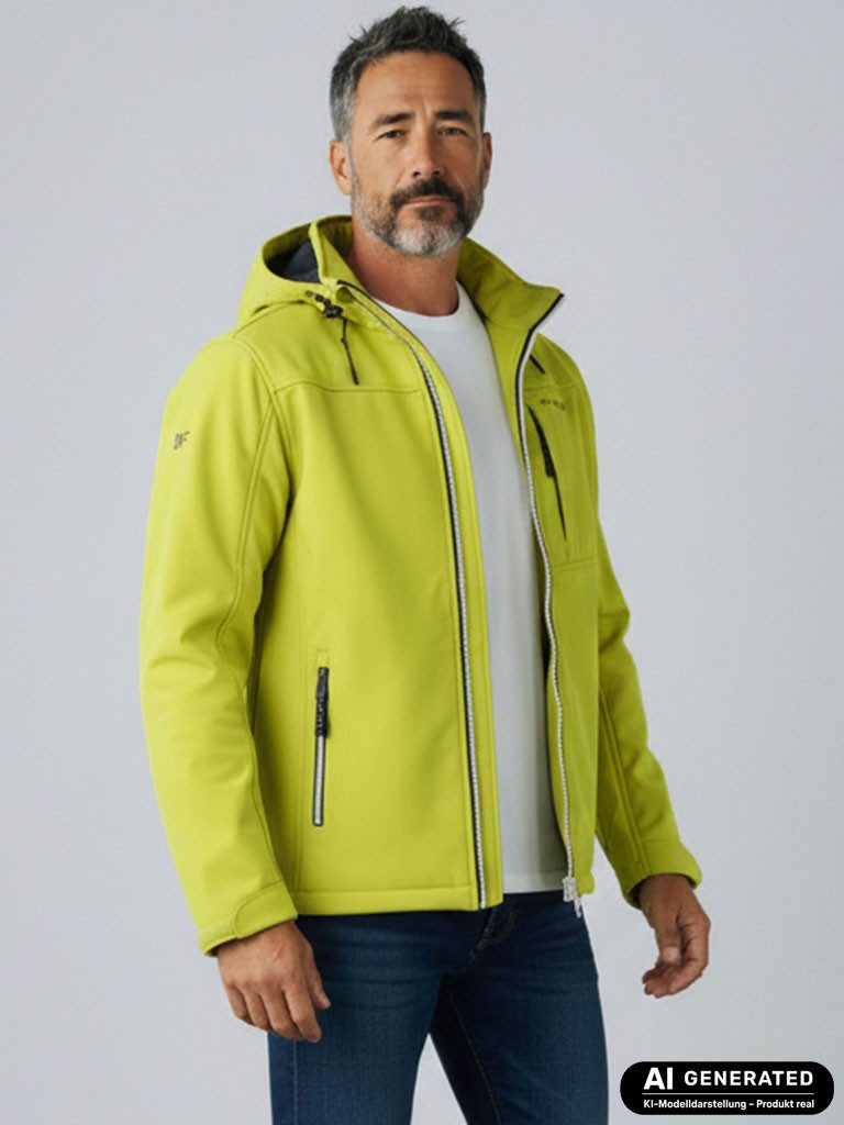 Dry Fashion Softshelljacke Amrum Herren Jacke Softshell Fleece-Innenfutter - Outdoor-Jacke Modern Atmungsaktiv, Wind- & wasserabweisend, 2-Wege-Reißverschluss, Taschen