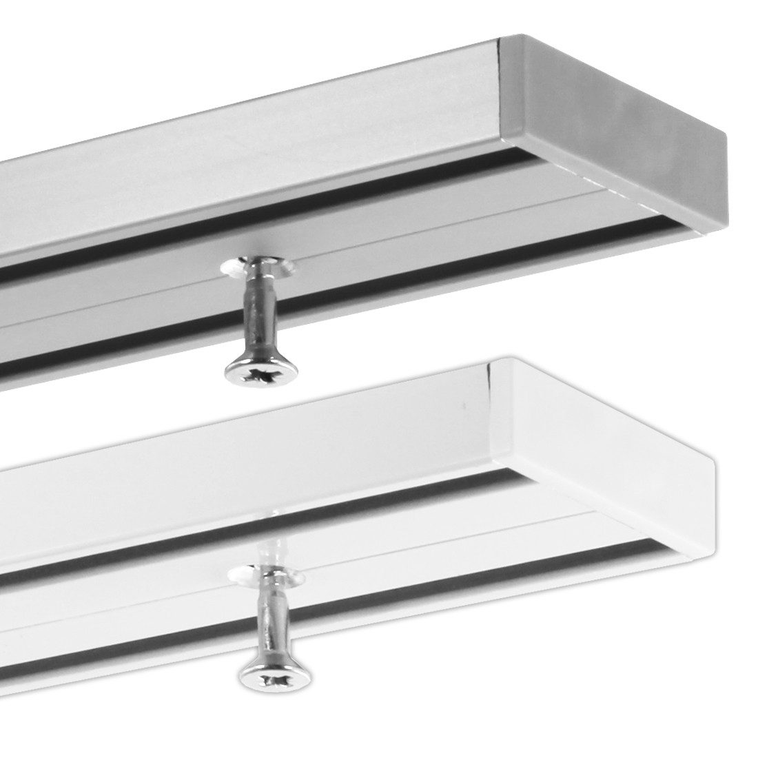 Gardineum Gardinenschiene 2-läufige Objektschiene, ab 2 m mittig geteilt, v günstig online kaufen