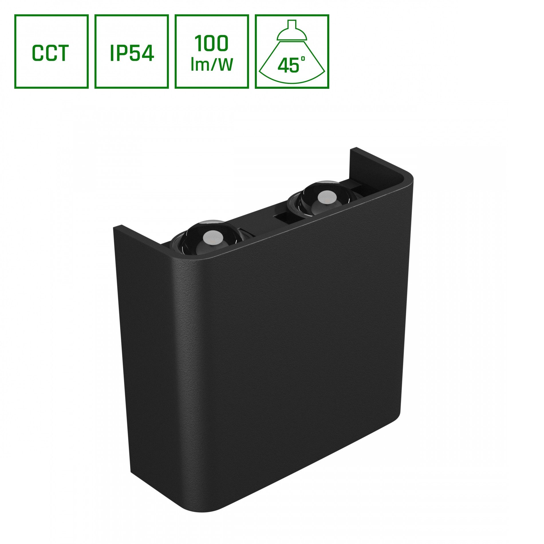 Spectrum LED Außen-Wandleuchte Wandleuchte LUNARIX 4W 400lm Außen Up/Down IP54 schwarz CCT 2700-6500K, Leuchtmittel fest integriert, CCT, CCT 2700-6500K, Up/Down