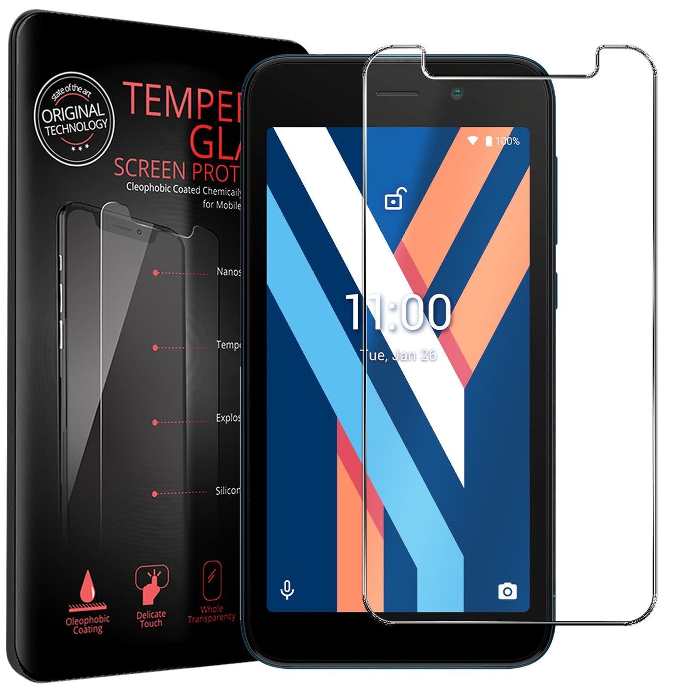 CoolGadget Schutzfolie Panzerfolie für Wiko Y52, (9H Härtegrad, 2x Schutzglas, 1xReinigungset), Displayfolie Panzer Schutzfolie 2 Stück für Wiko Y52 Glas Folie