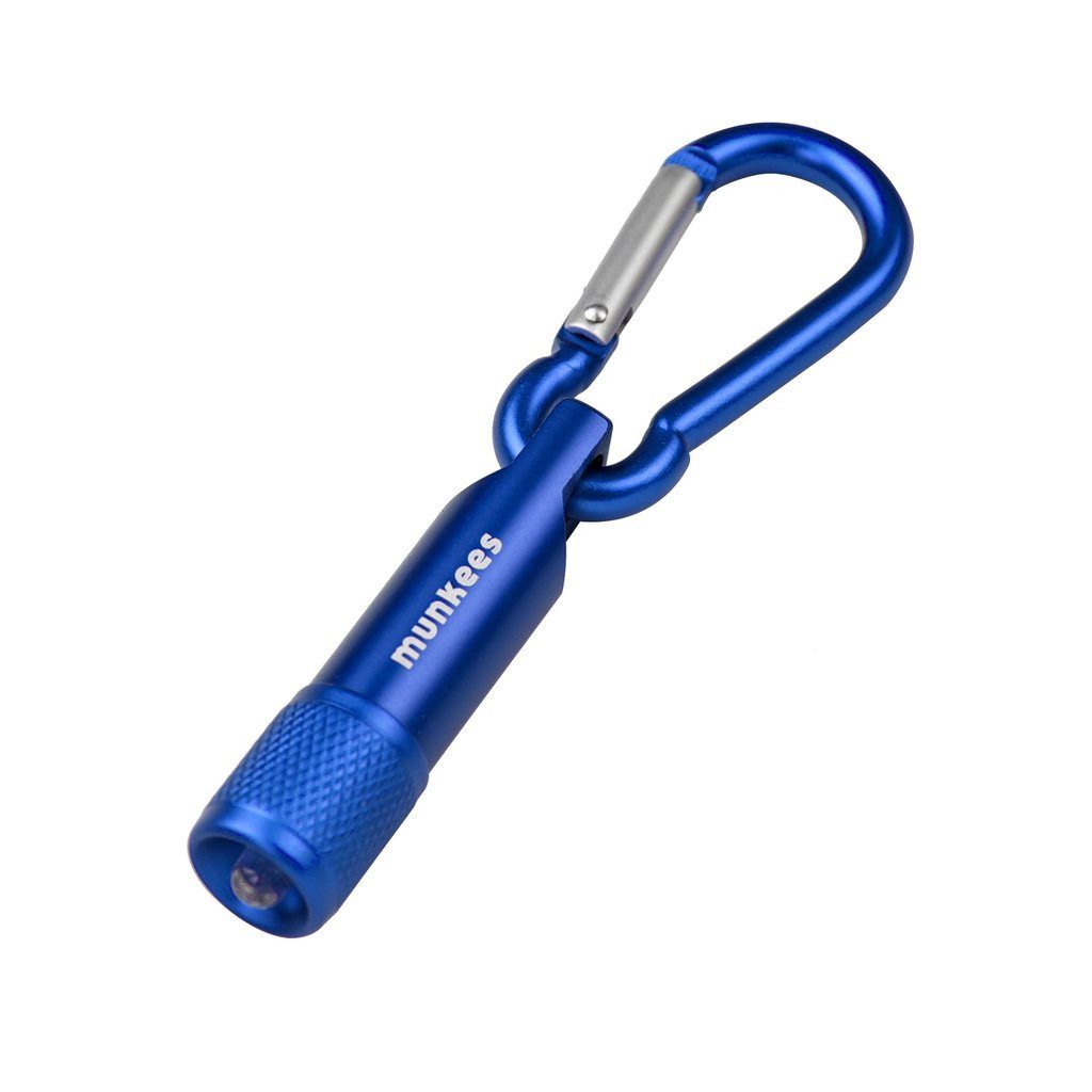 Munkees Taschenlampe Mini LED Leuchte mit Karabiner, Blau (Einzelartikel, 1-St), Kompakt, LED-Leuchte, Karabiner, Drehmechanismus