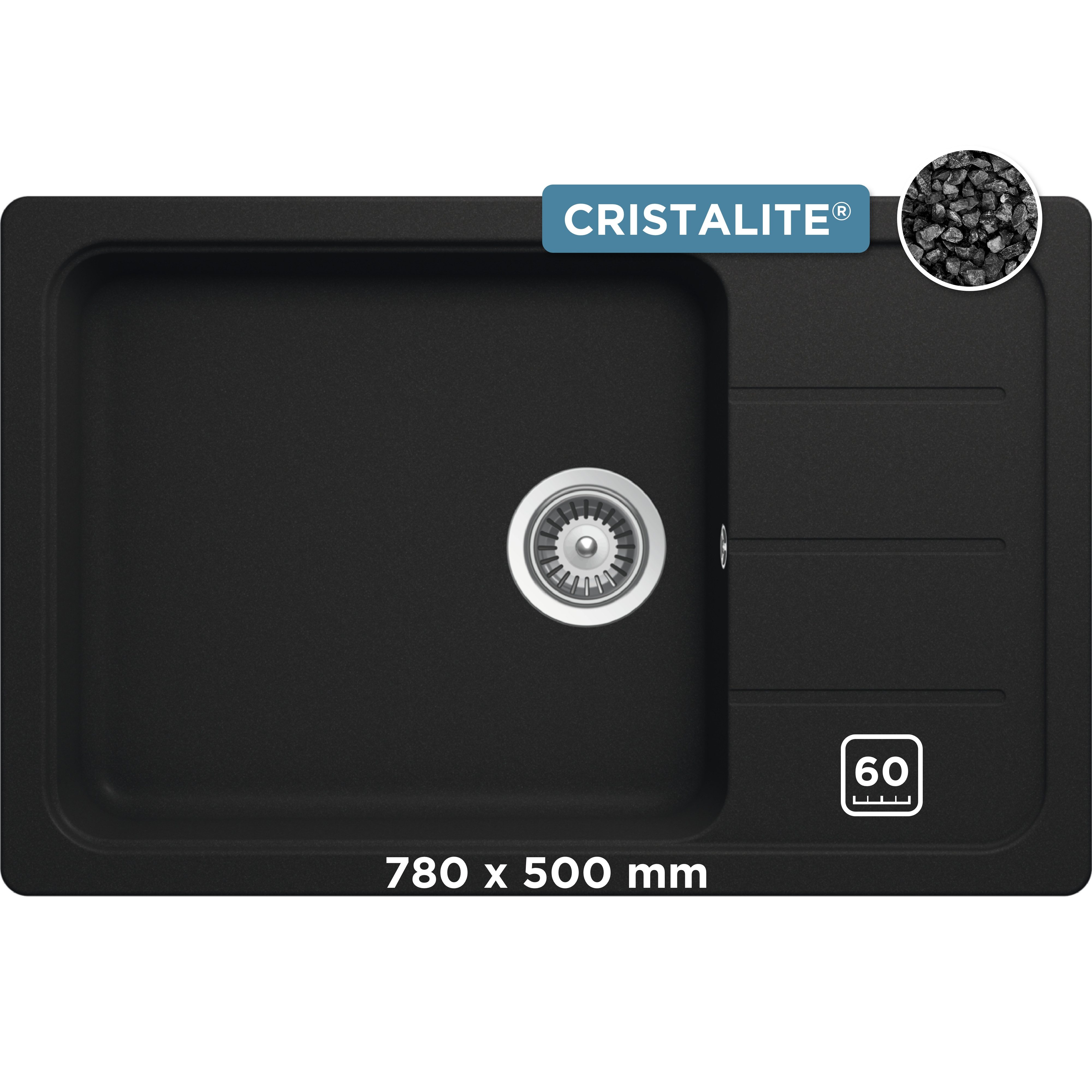 Schock Granitspüle Formhaus D-100LS, eckig, 78/50 cm, für kleine Küchen