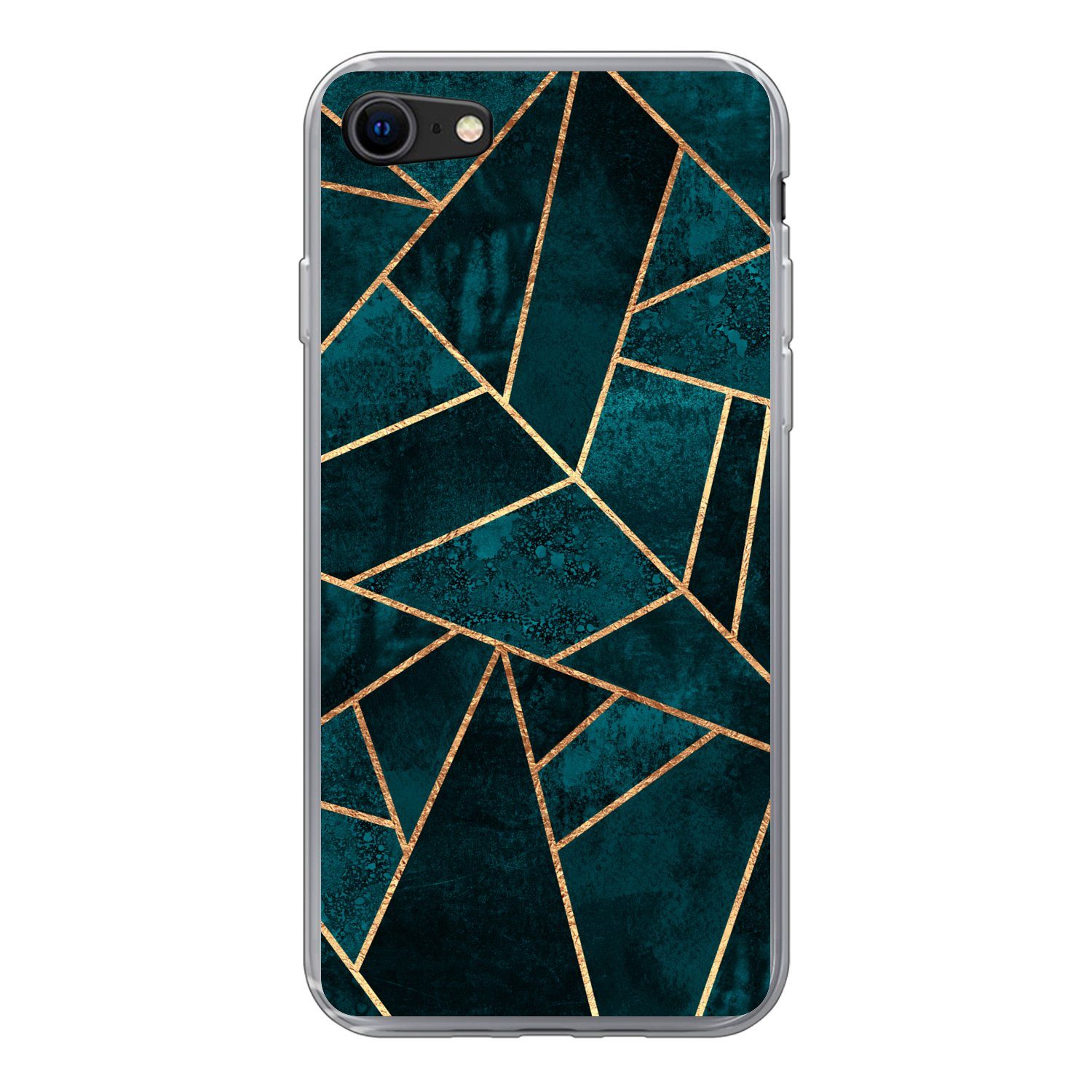 MuchoWow Handyhülle für Apple iPhone 8 Steine - Gold - Luxus - Muster - Abstrakt, Smartphone-Bumper, Print, Handy Schutzhülle Dünn
