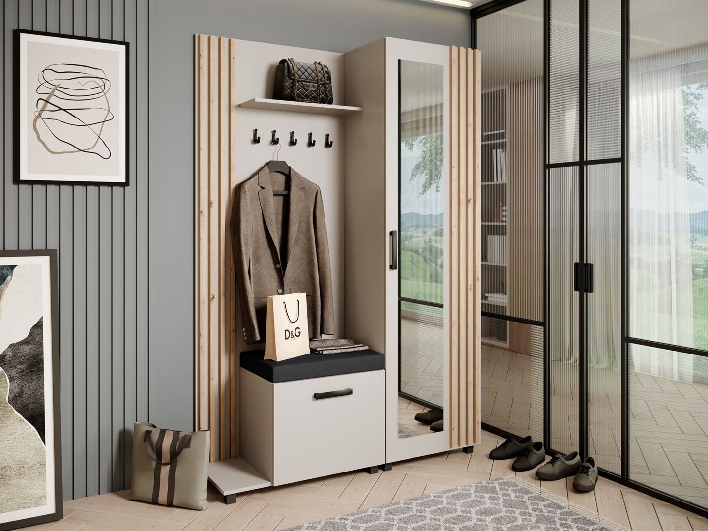 Beautysofa Garderobenschrank Garderoben-Set mit Aufhängern und günstig online kaufen
