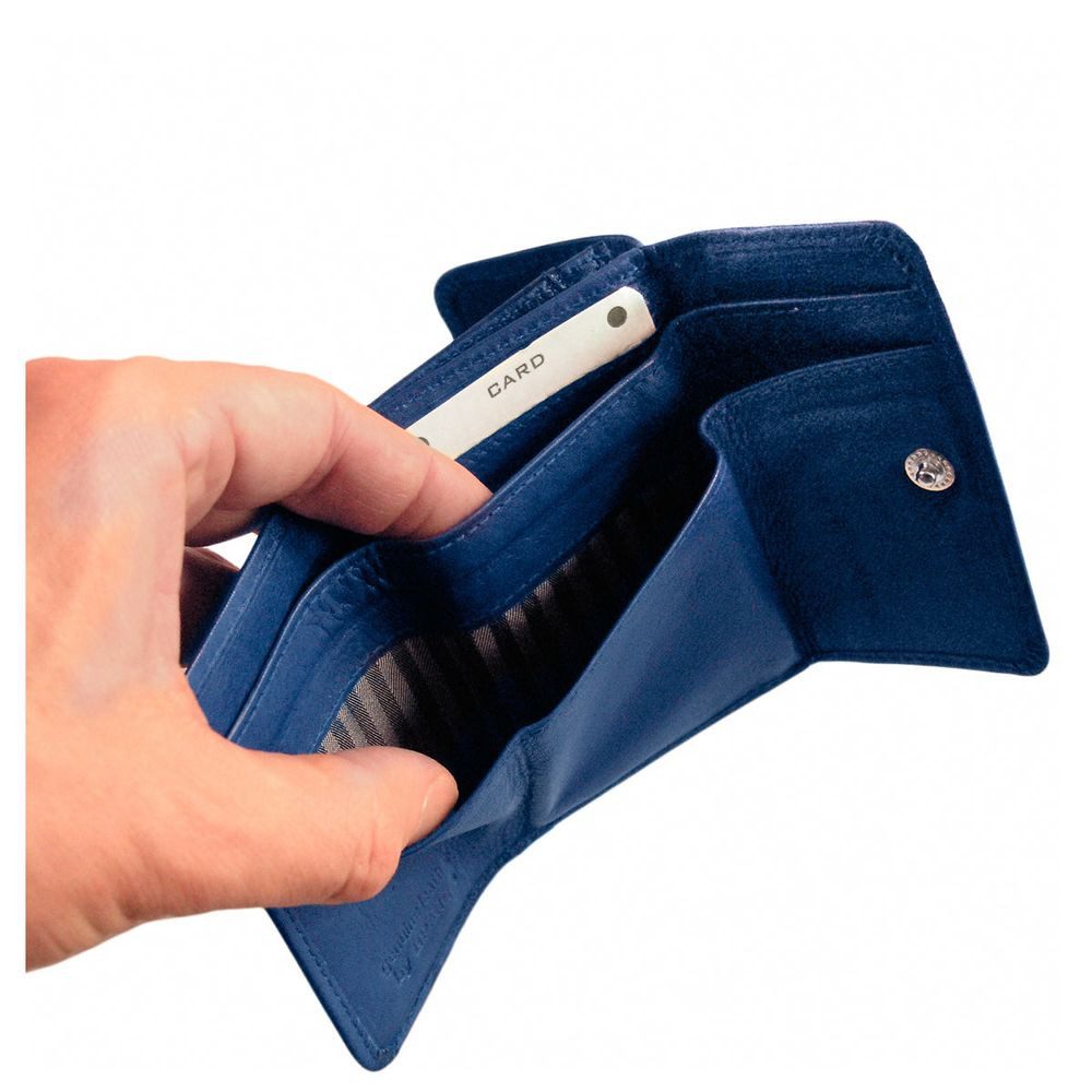 BRANCO Mini Geldbörse Kleine Damen-Geldbörse / Portemonnaie, Leder, Azur-Blau, Branco 12032