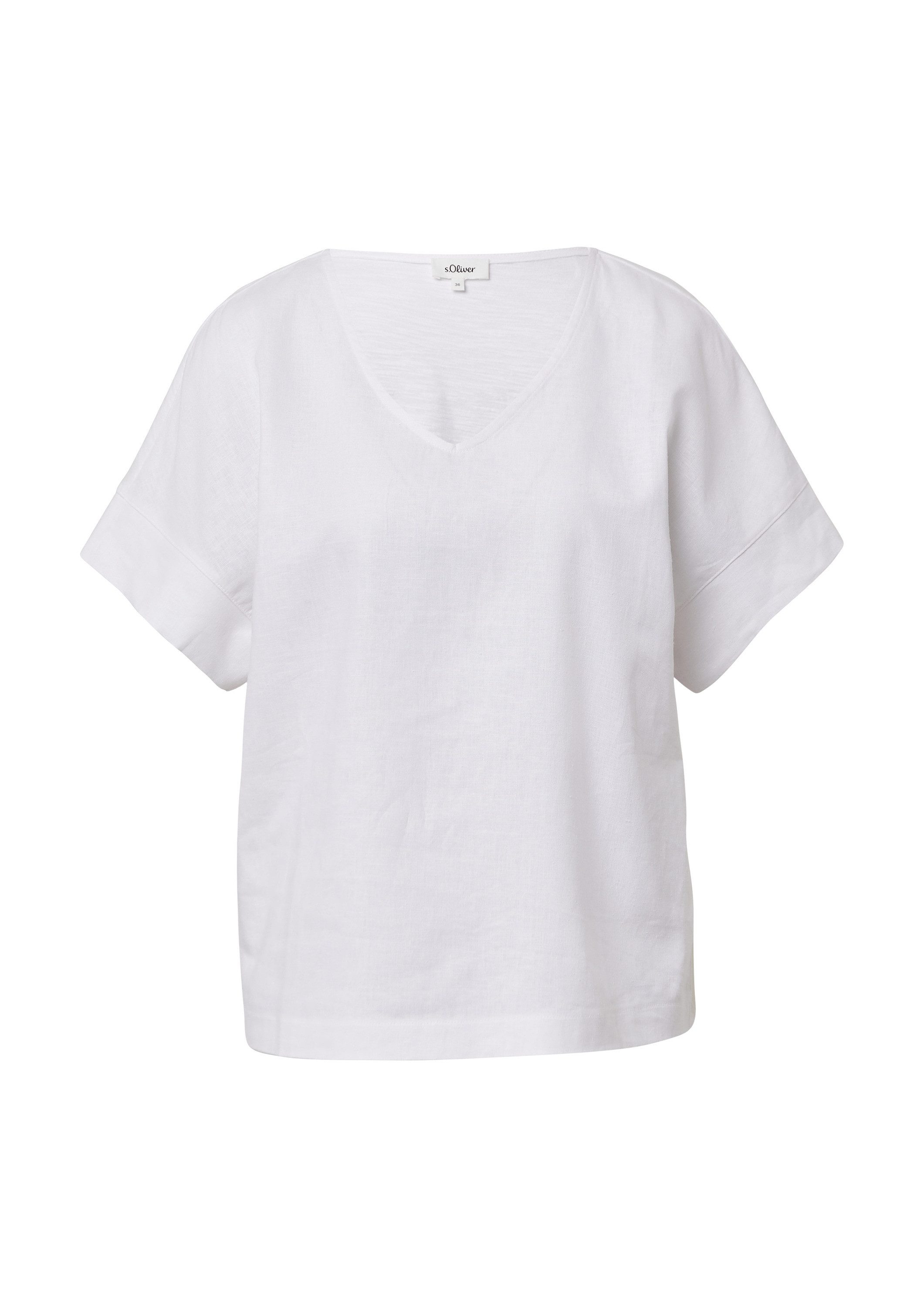 s.Oliver Kurzarmshirt T-Shirt T-Shirt im Fabricmix mit Leinenanteil günstig online kaufen