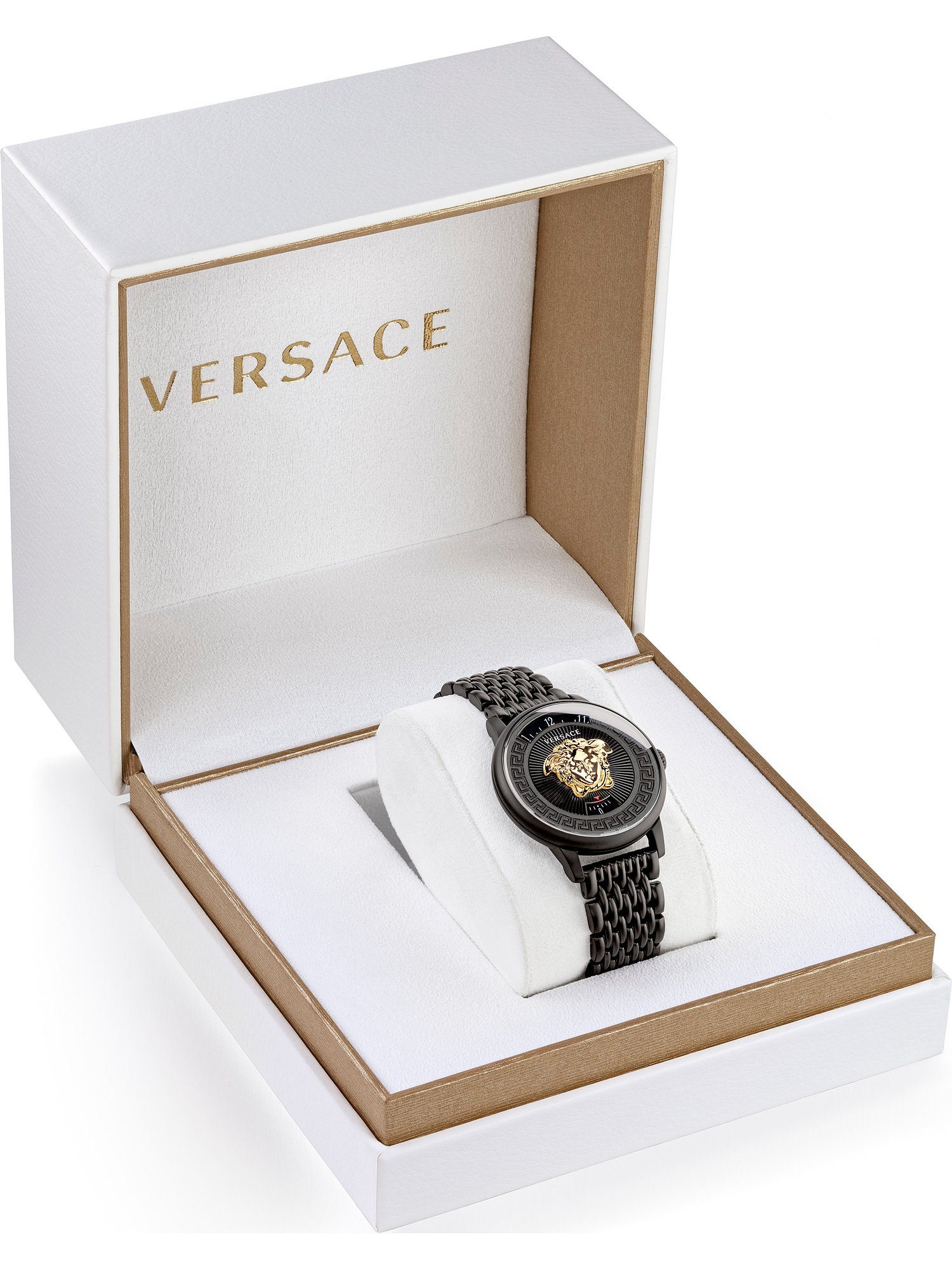 Versace schwarz Analog Quarzuhr Quarz, Klassikuhr Versace Damen-Uhren