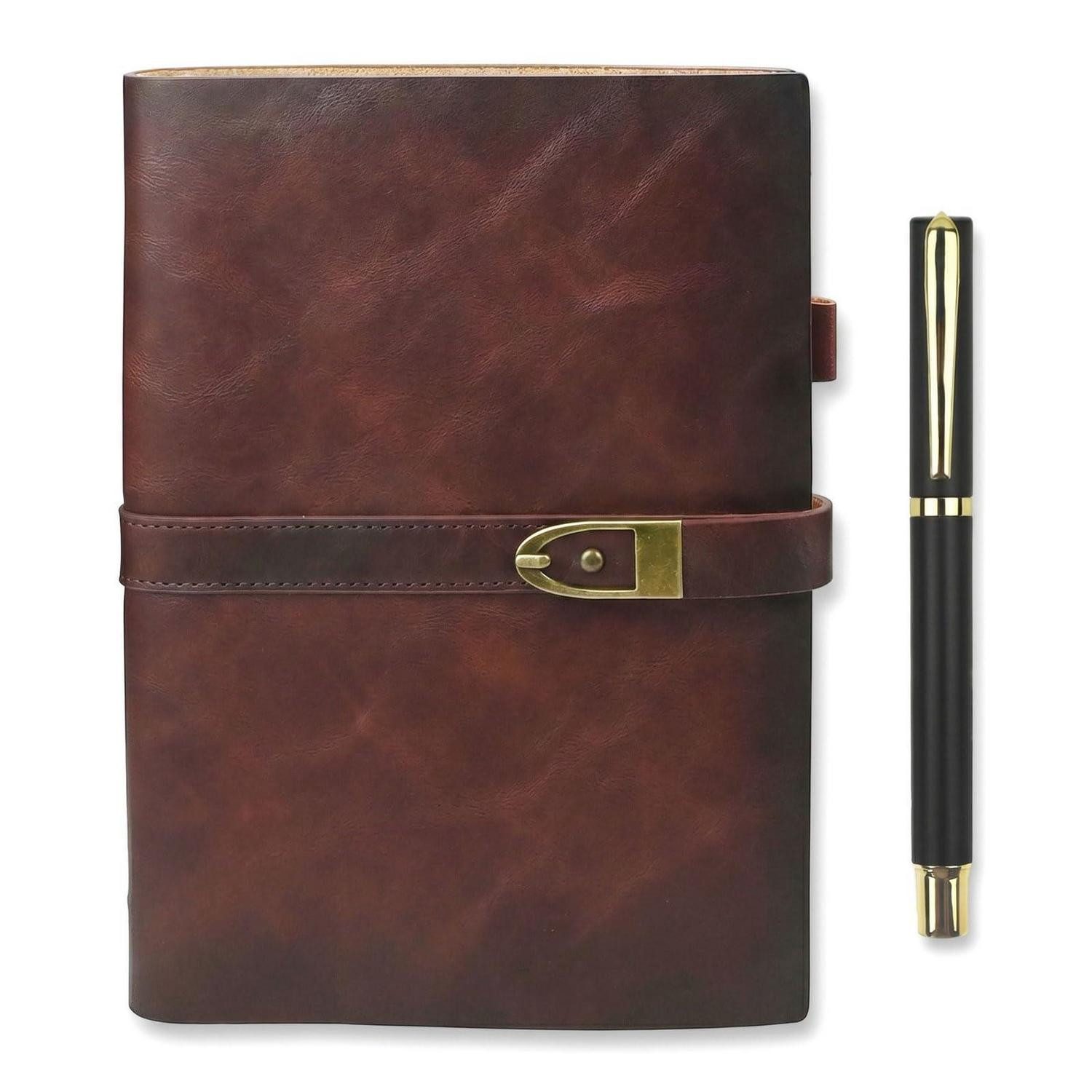 LuxusKollektion Reisetagebuch Notizbuch A5 Leder Vintage Nachfüllbar Braun