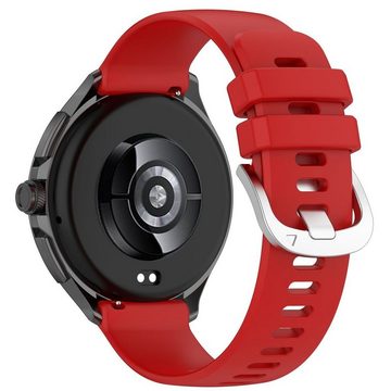 Wigento Smartwatch-Armband Für Xiaomi Watch S3 hochwertiges Glänzend Silikon Ersatz Armband Rot