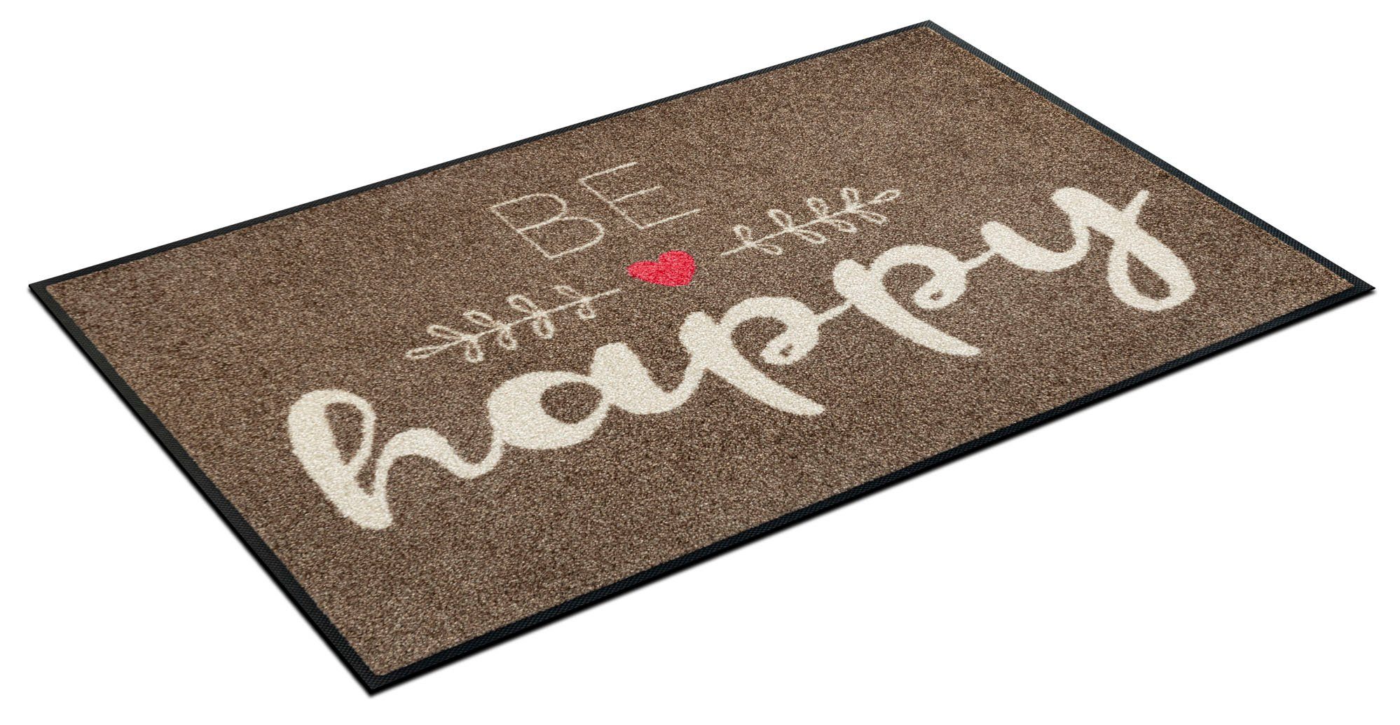 Fußmatte BE happy, wash+dry by Kleen-Tex, rechteckig, Höhe: 7 mm,  maschinenwaschbar 60°C, trocknergeeignet, PVC-frei