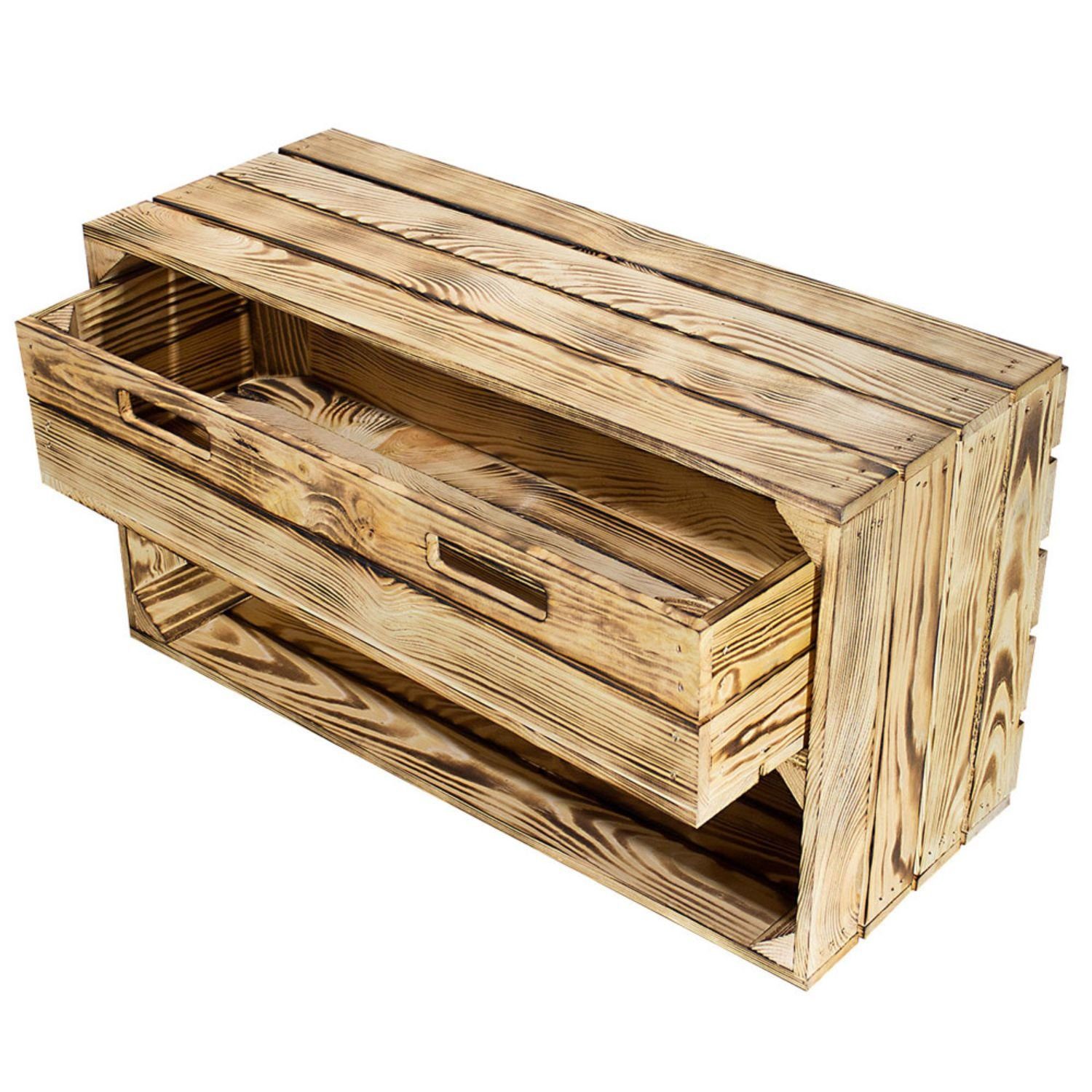 Allzweckkiste Breite Kiste "Tosca" in geflammt mit Schublade 68x40x31