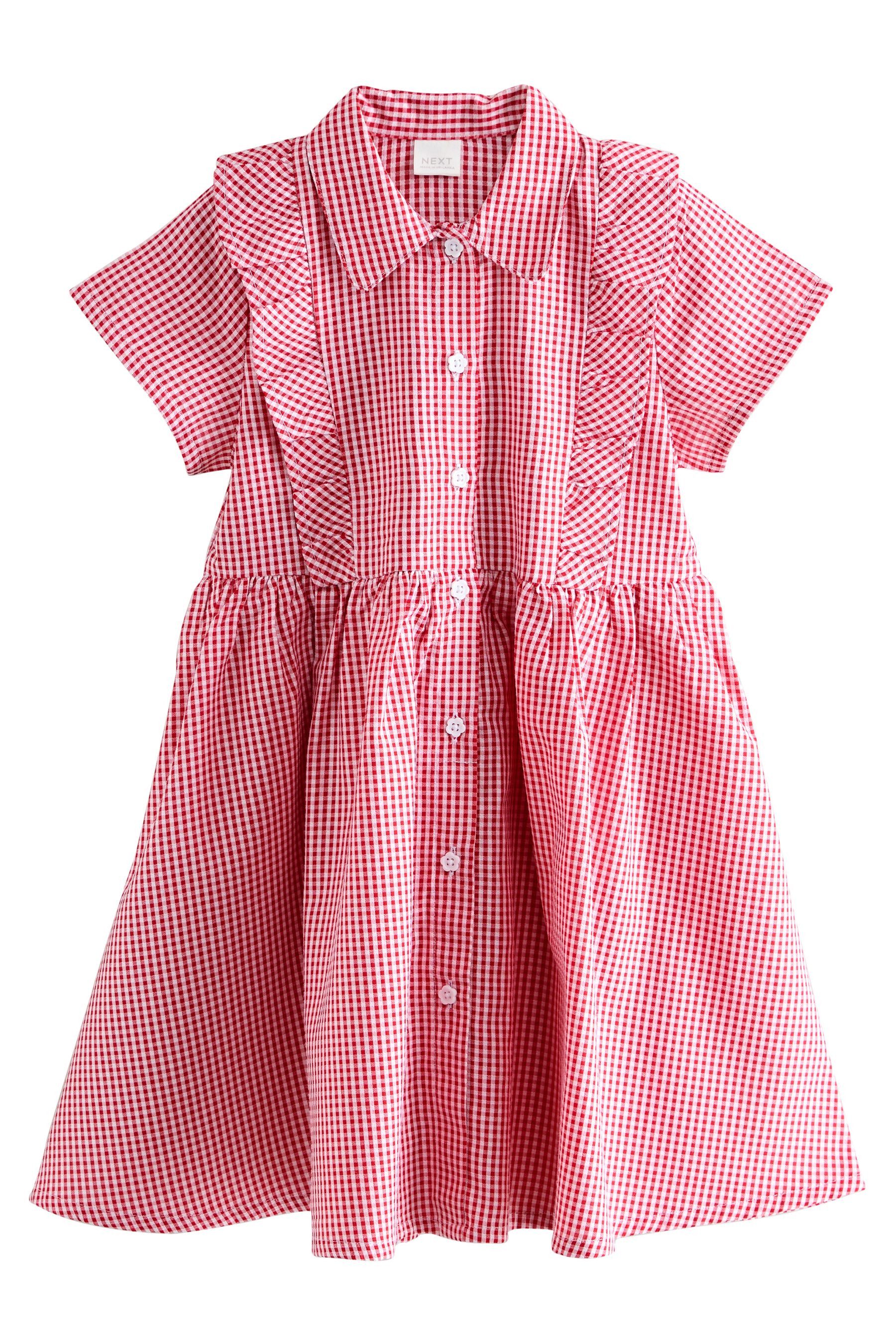 Next Hemdblusenkleid Schulkleid mit Vichykaros und Rüschen (1-tlg)