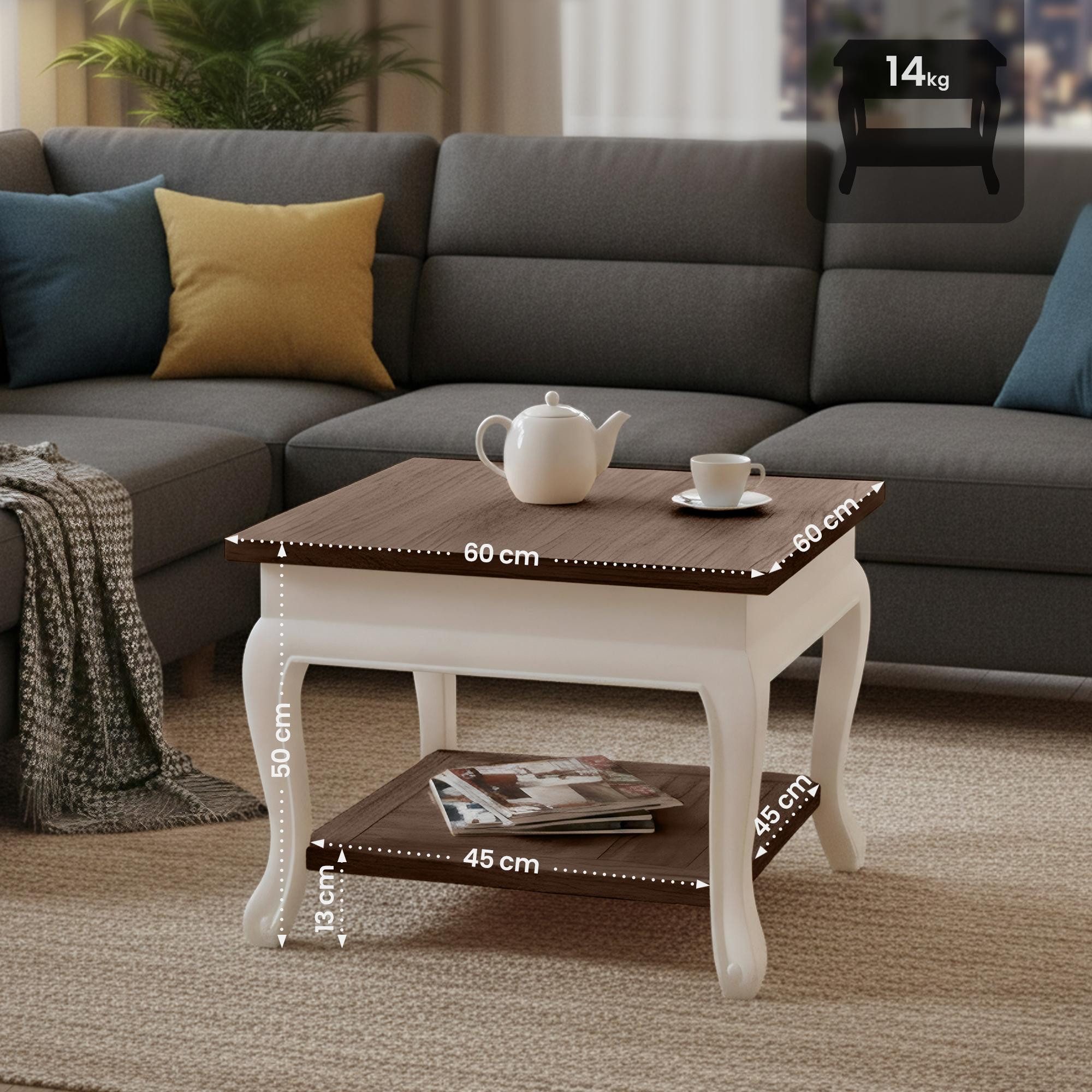CLP Couchtisch Thordis (1er), massives Mindiholz, 2 Ebenen