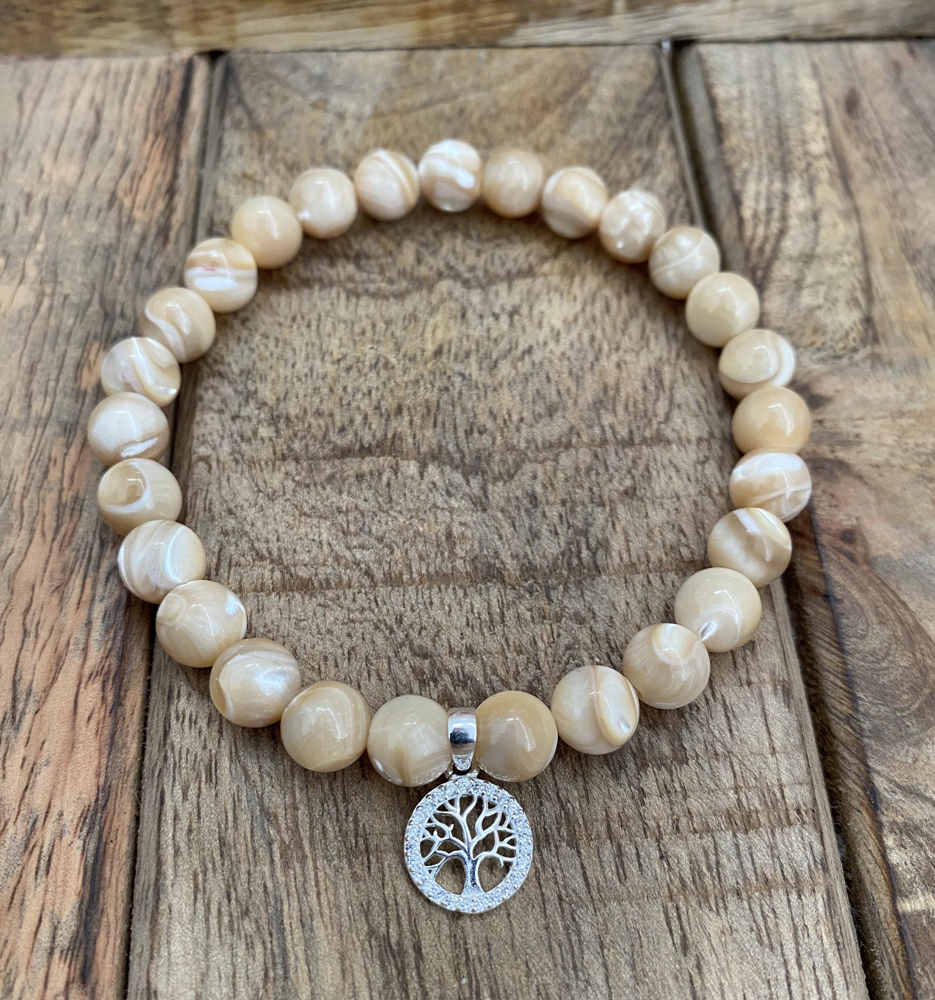 NAHLE Perlenarmband Silber Lebensbaum Perlmutt Naturstein Armband Baum des günstig online kaufen