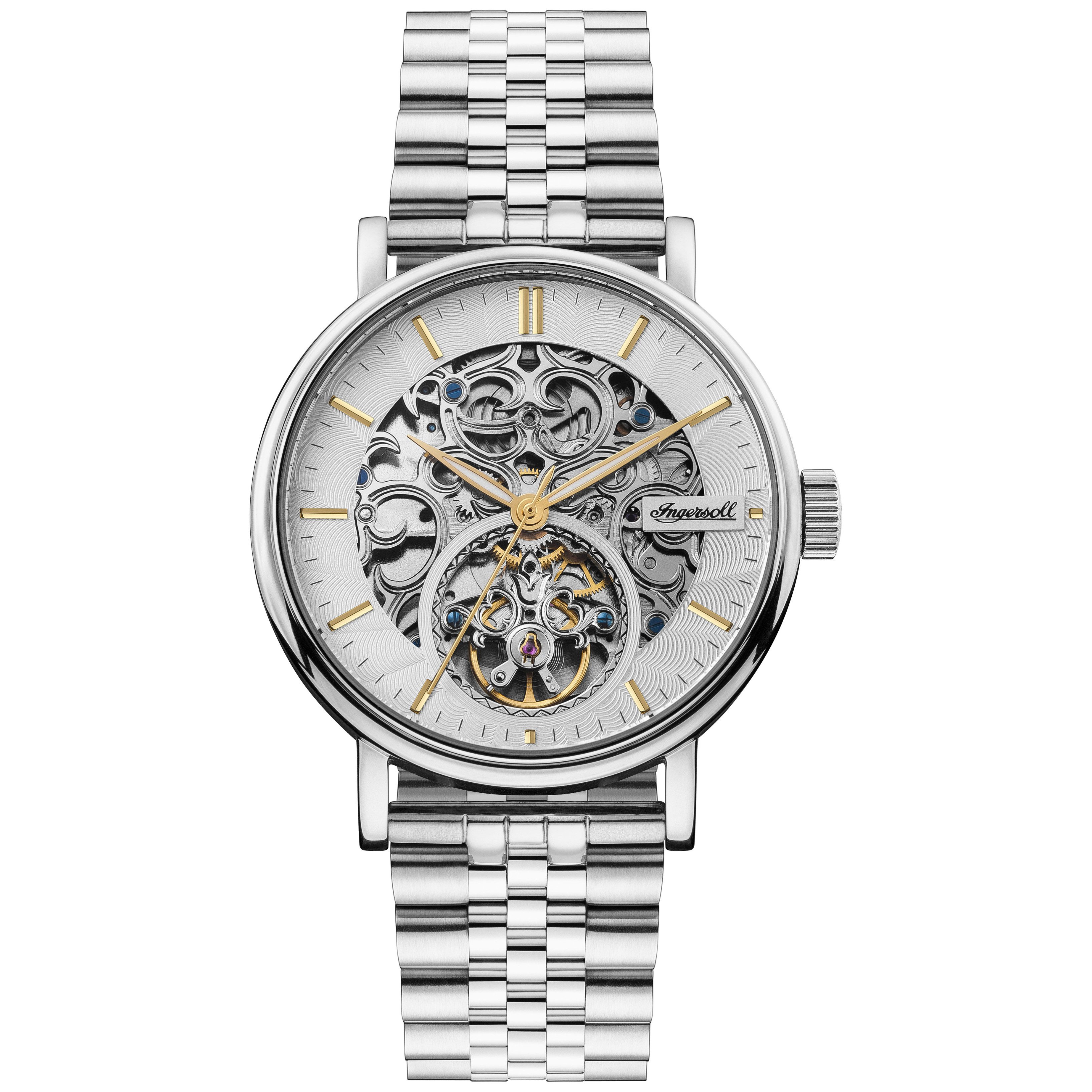 Ingersoll Automatikuhr The Charles I05803B, Armbanduhr, Herrenuhr, Mechanische Uhr, Edelstahlarmband, analog