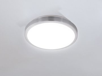 EGLO LED Deckenleuchte COMPETA 1, LED fest integriert, Warmweiß, Deckenleuchte, Stahl und Kunststoff, Nickel matt, weiß, Ø: 32,5 cm