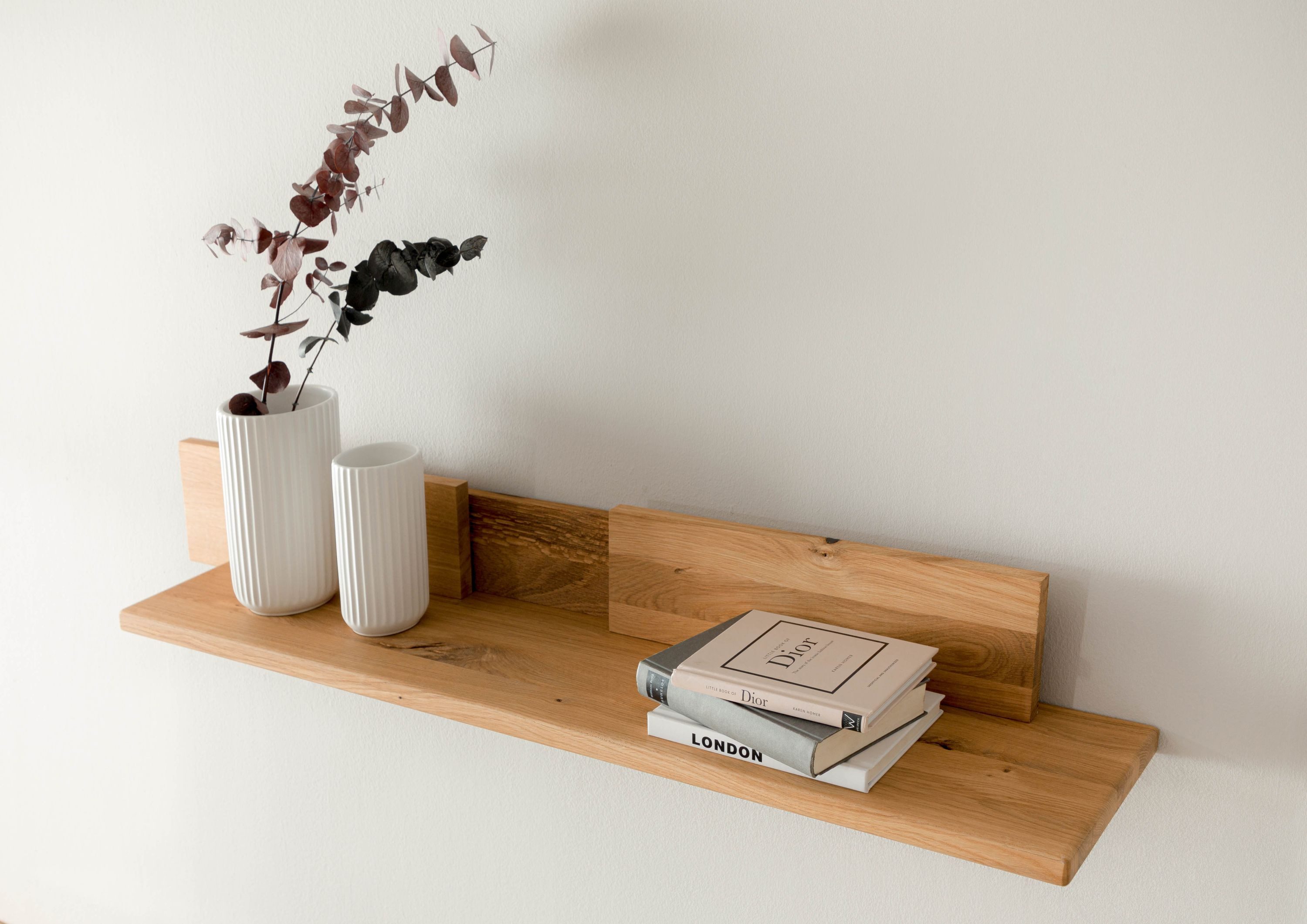 Massivmoebel24 Wandregal, 1-tlg., Eiche 120x23x15 WIEN - Verschiedene Farben