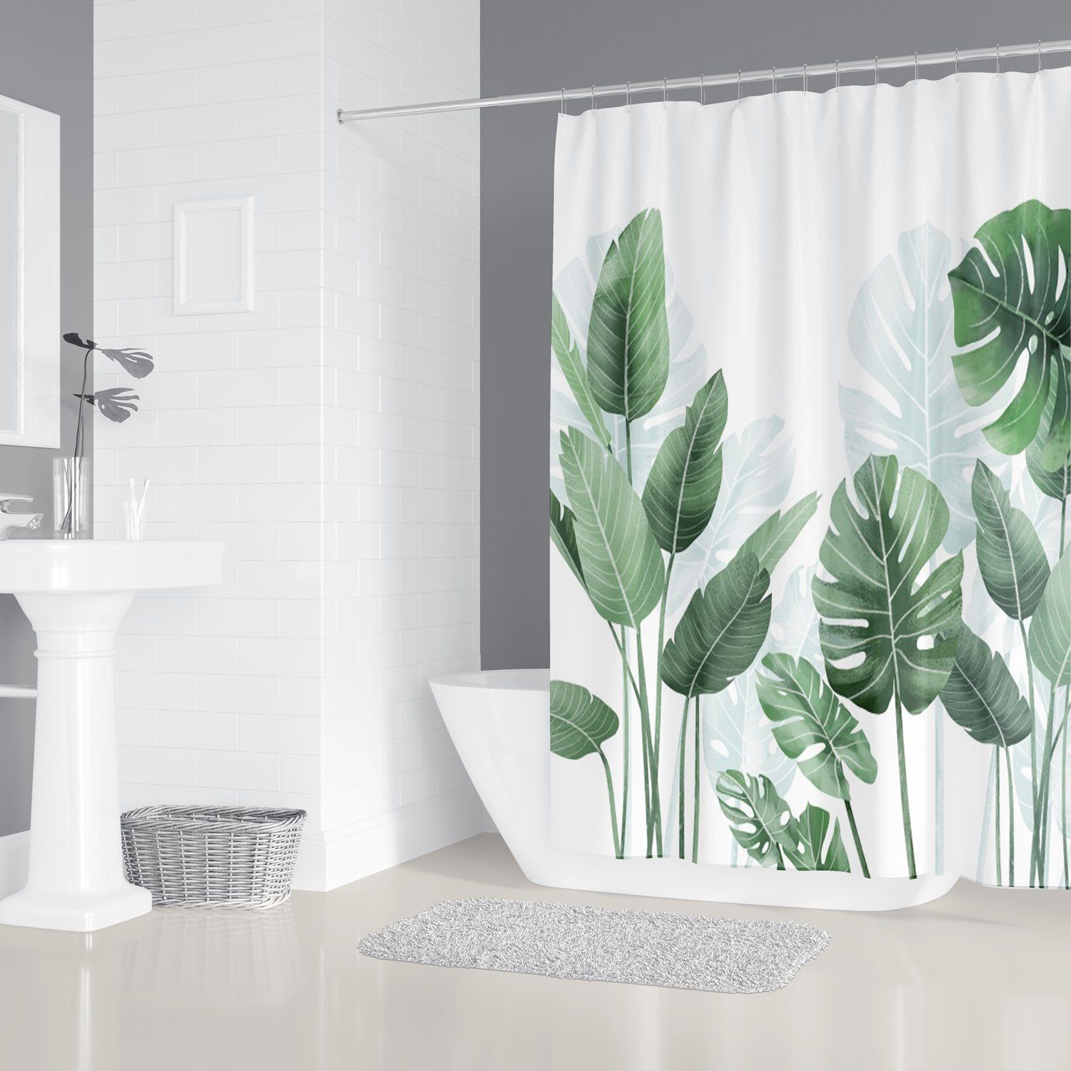 M&W DAS DESIGN Duschvorhang Bananenblätter grüne Pflanzen Textil Antischimm günstig online kaufen